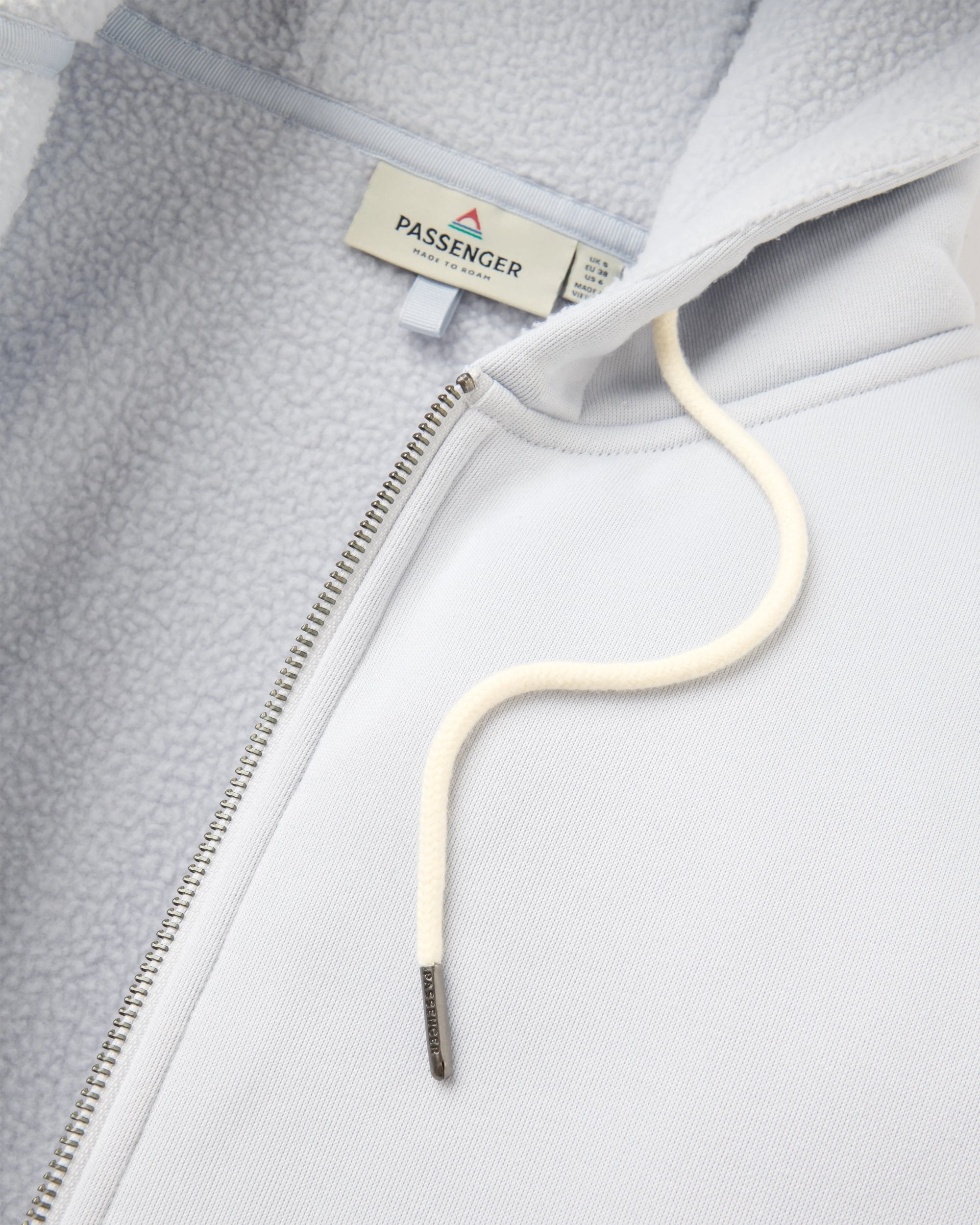 Campout Full Zip Fleece Hoodie - Light Grey - Flatlay