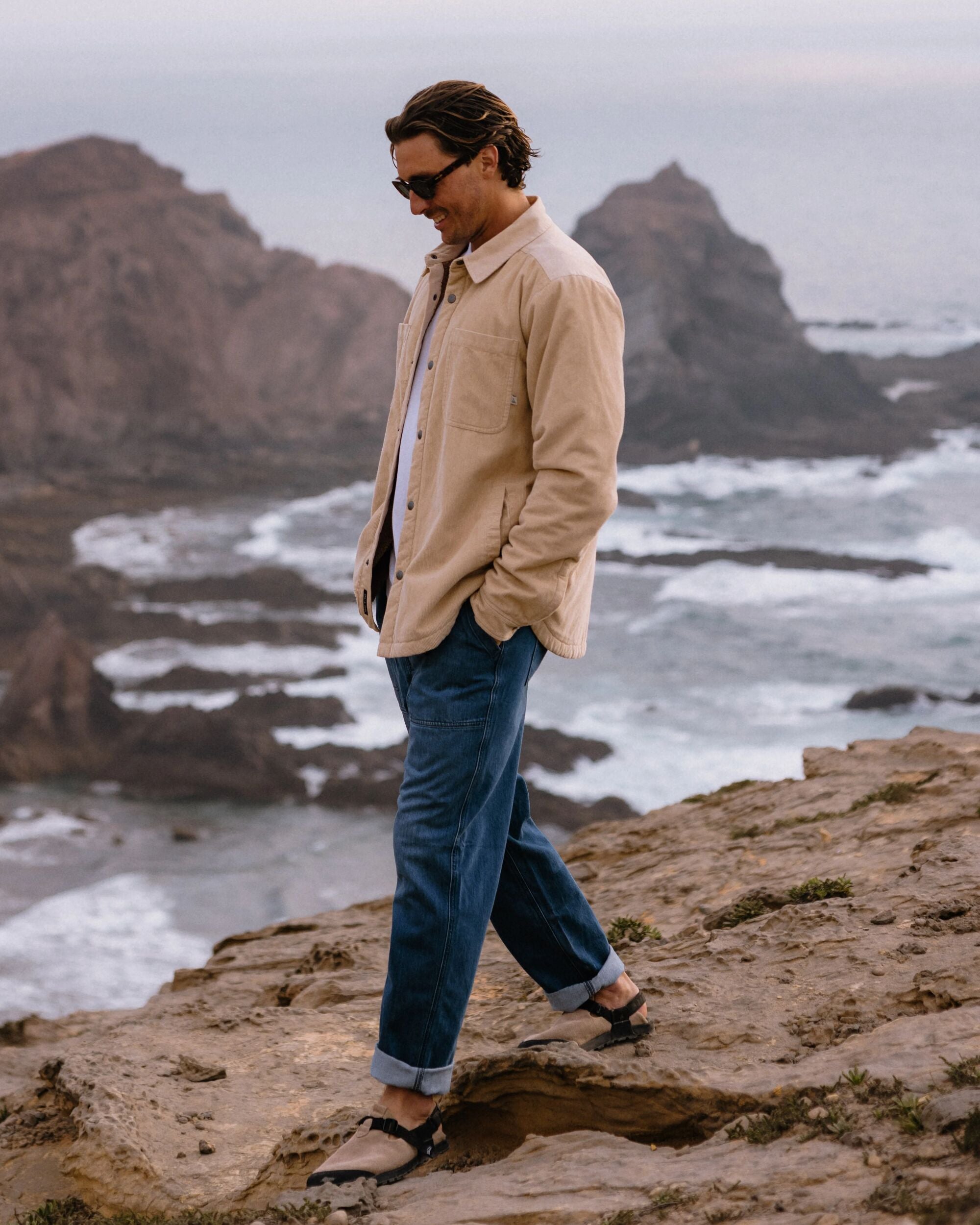 Kodiak Sherpa Lined Cord Overshirt - Stone - Lifestyle