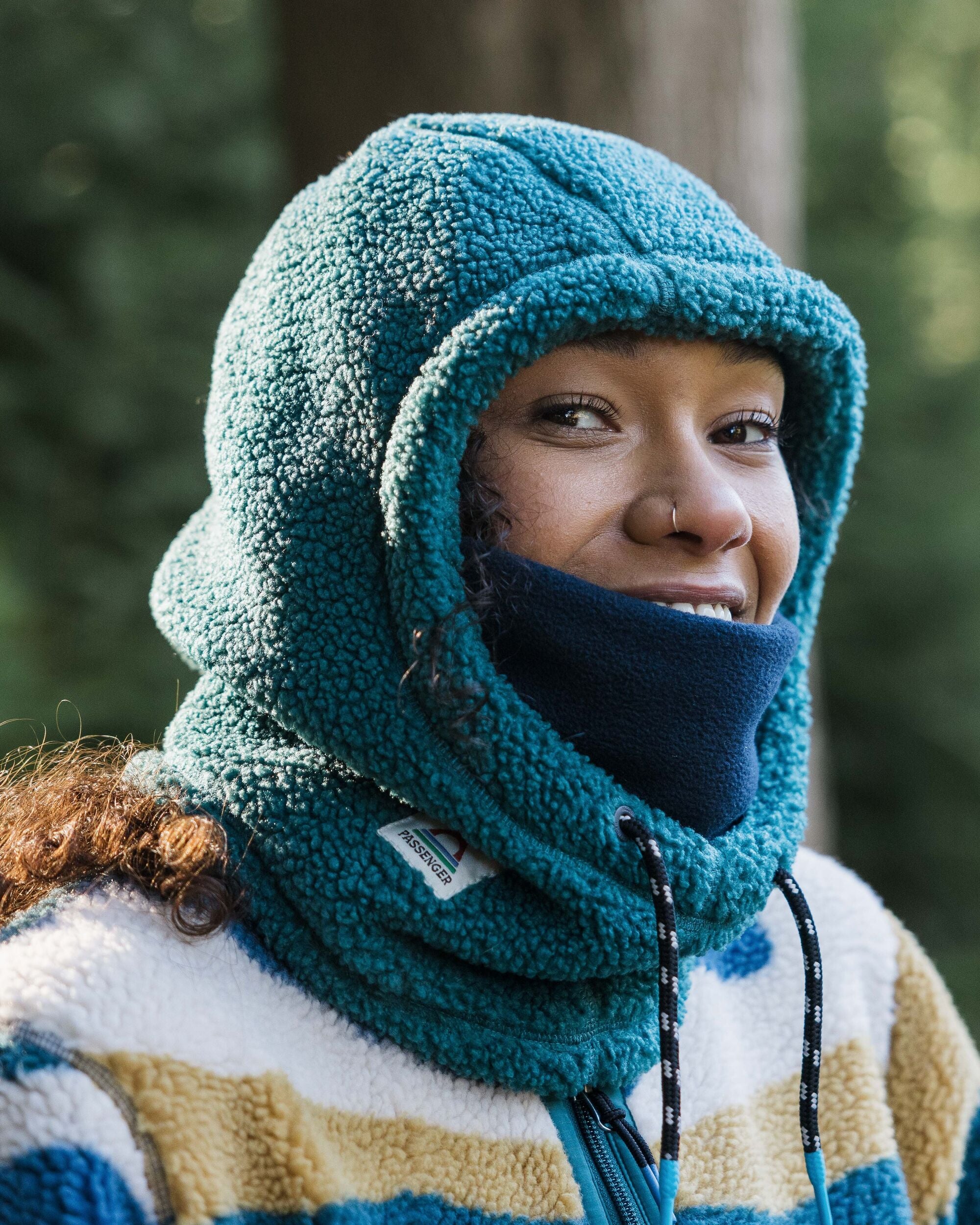 Snowdrift Recycled Fleece Hood - Mediterranean - Lifestyle - Female