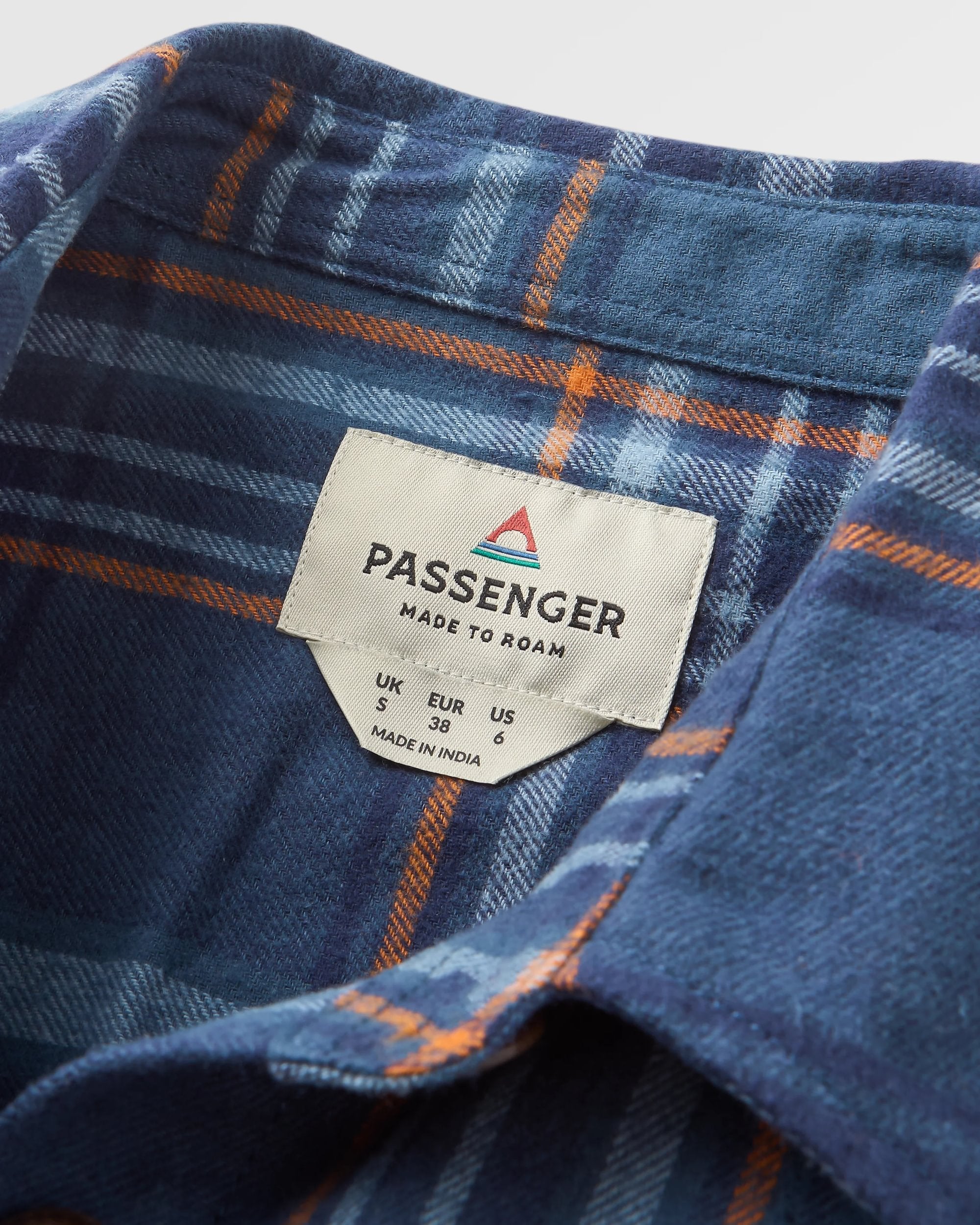 Stella Organic Cotton LS Shirt - Rich Navy/Faded Denim Check - Flatlay