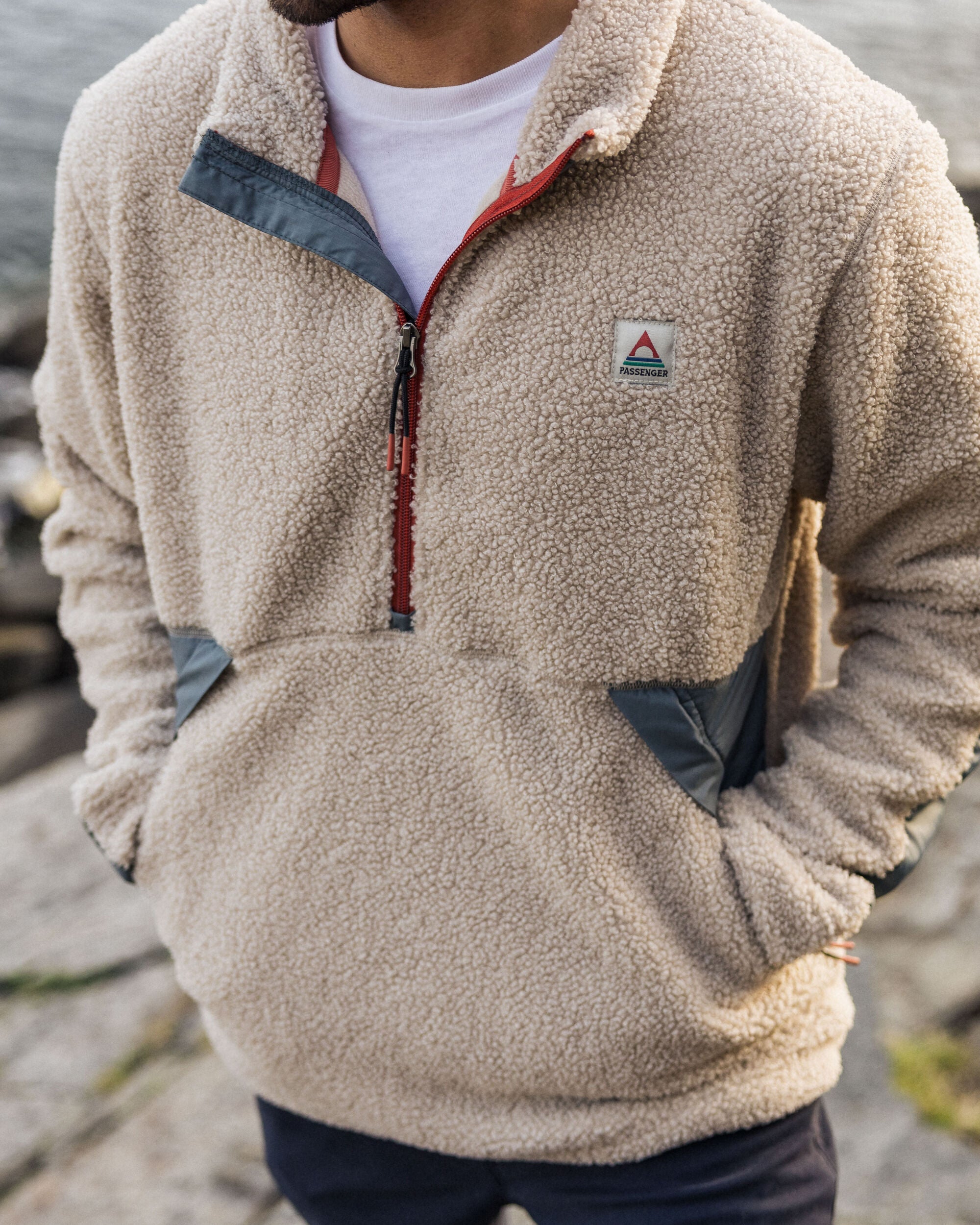Muse Recycled Polar-Lined Sherpa Fleece - Pebble Grey - Lifestyle