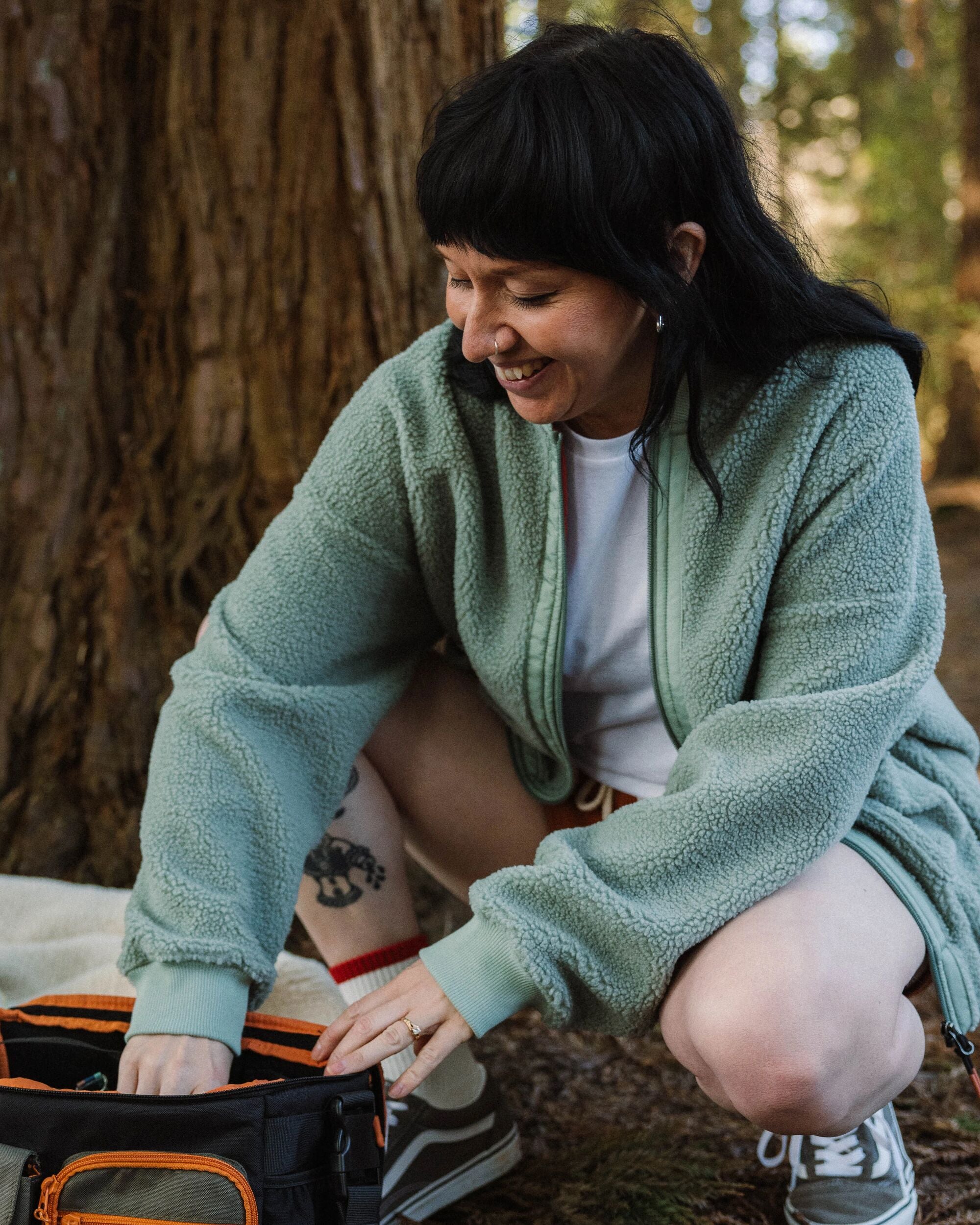 Lucia Recycled Sherpa Fleece - Pistachio - Lifestyle