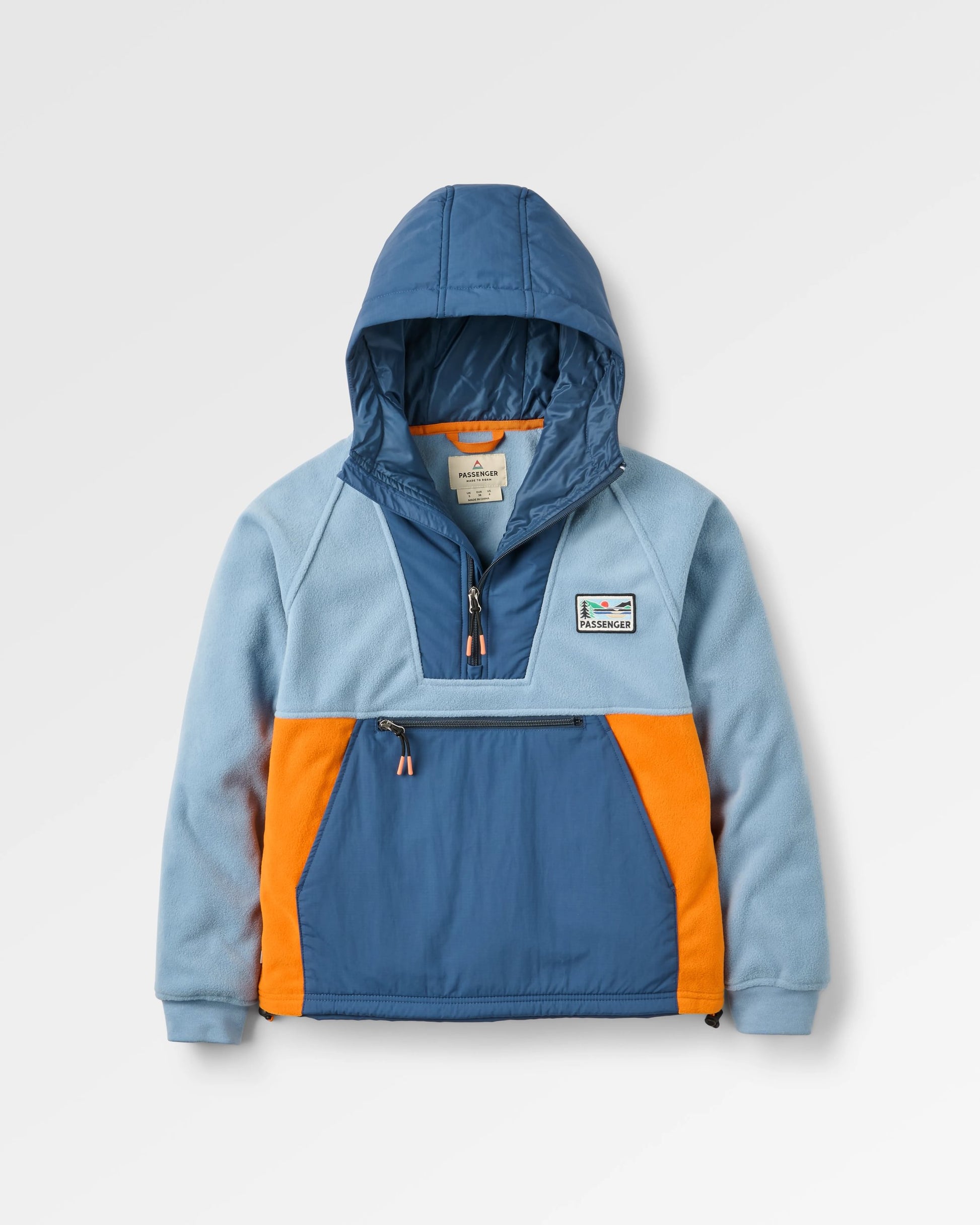 Alexander 2.0 Recycled Hooded Polar Fleece - Faded Denim - Flatlay