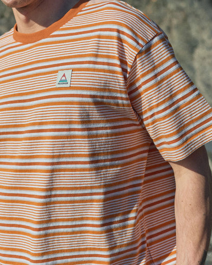 Retro Recycled Cotton Relaxed Fit T-Shirt - Sunrise Orange Stripe - Lifestyle