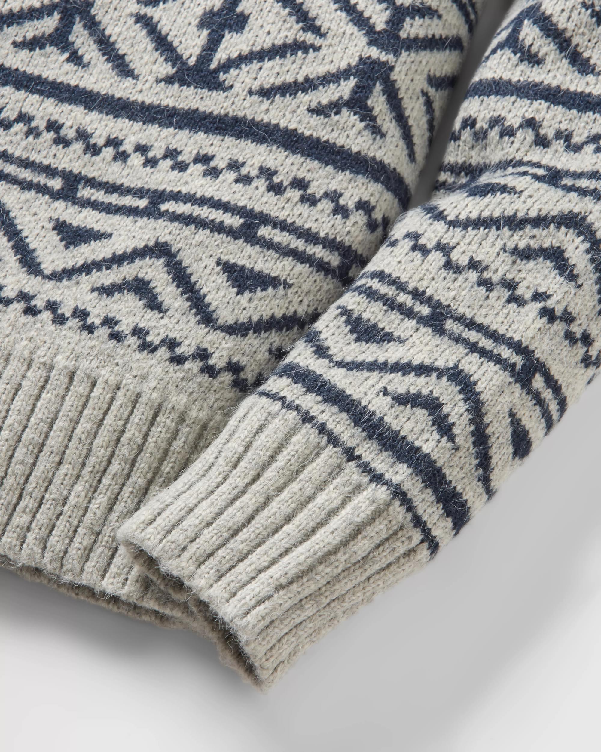 Cutback Fairisle Knitted Jumper - Grey Marl - Flatlay