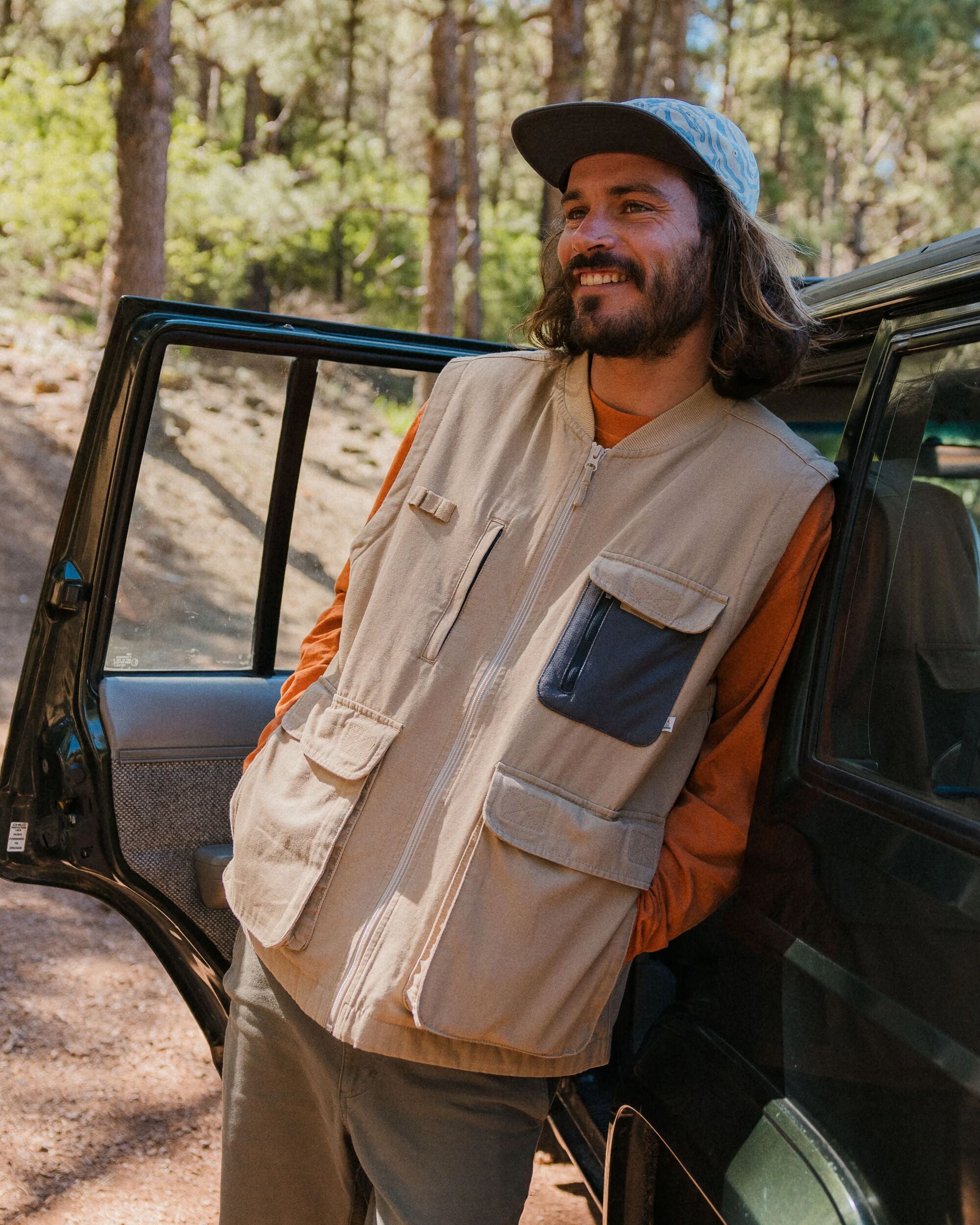 Explorers Organic Cotton Canvas Vest - Stone - Lifestyle