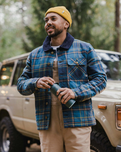 Falcon Organic Cotton Jacket - Tidal Blue Check  - Lifestyle