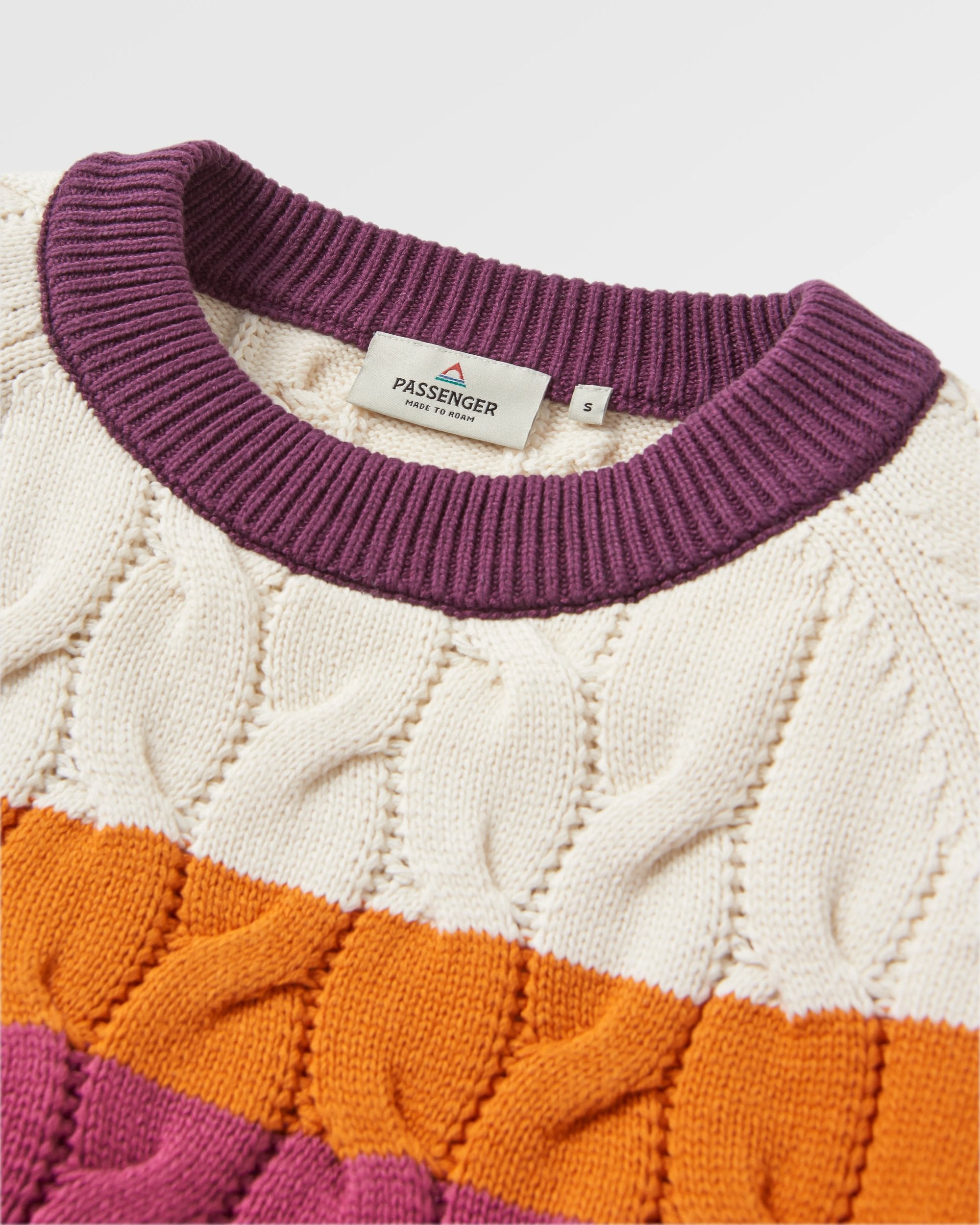 Comfort Organic Cotton Knitted Jumper - Rhubarb Multi Stripe - Flatlay