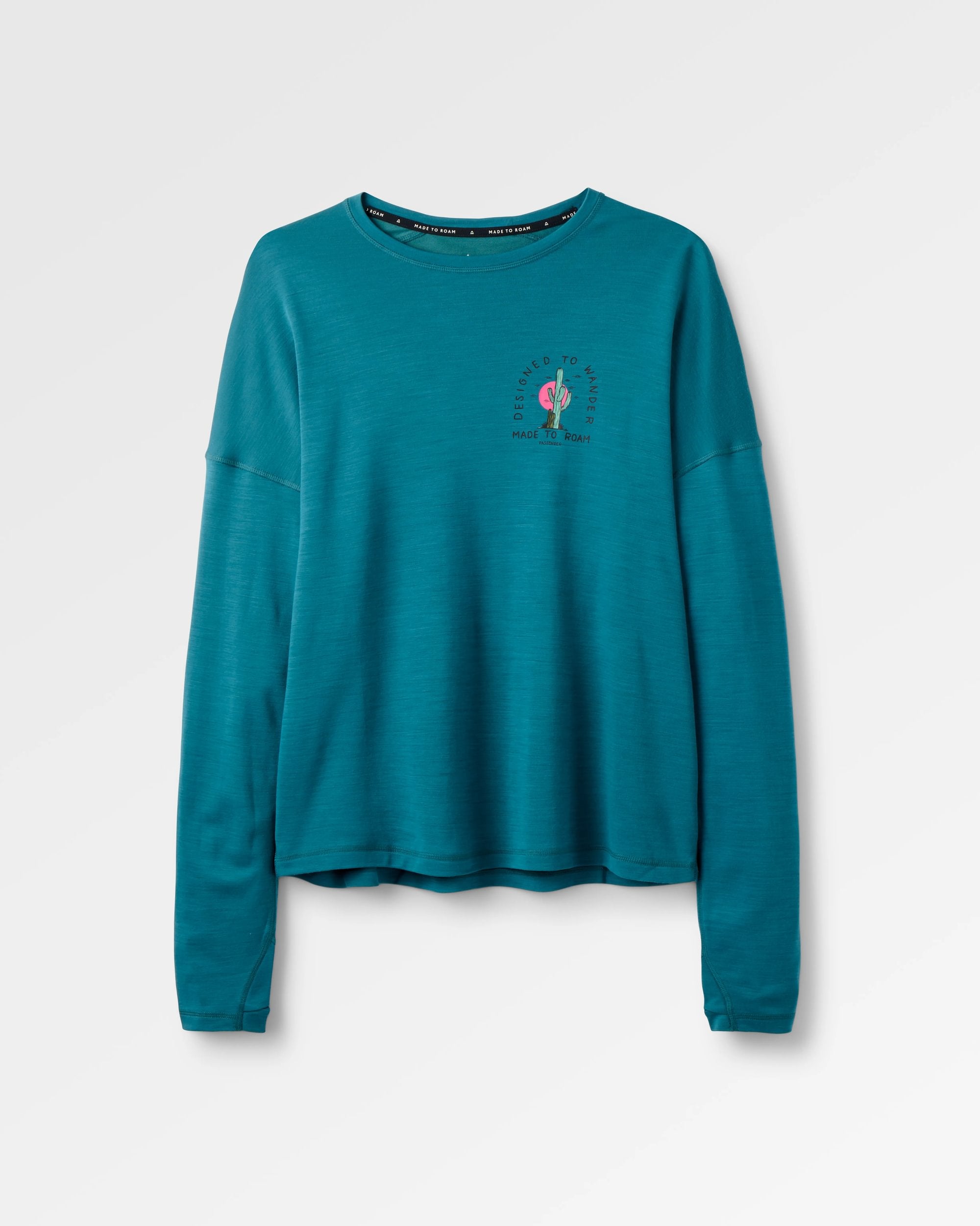 Camp Wild Lightweight Merino LS T-Shirt - Mediterranean - Flatlay