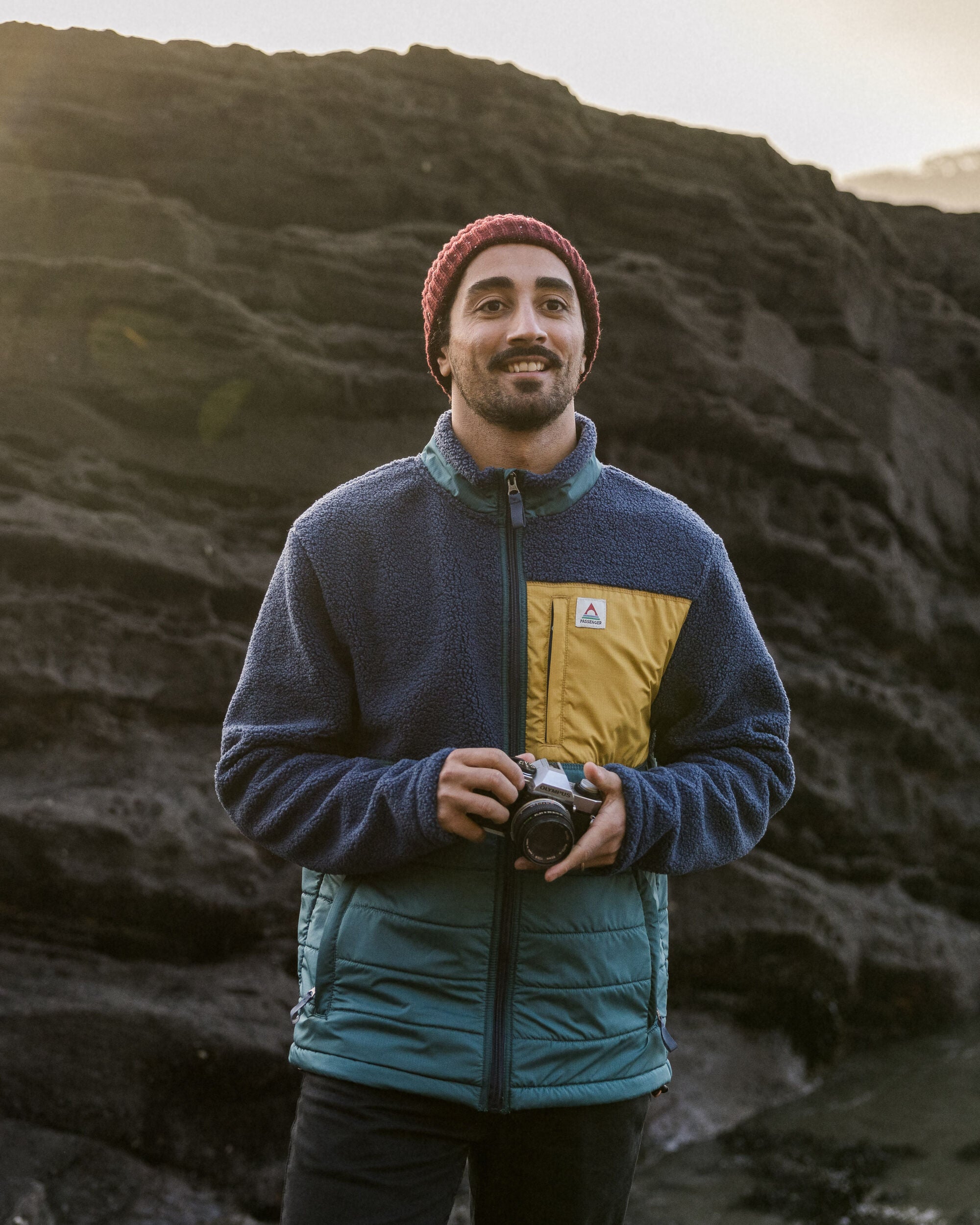 Born Explorer Recycled Polar-Lined Sherpa Fleece - Dark Denim - Lifestyle