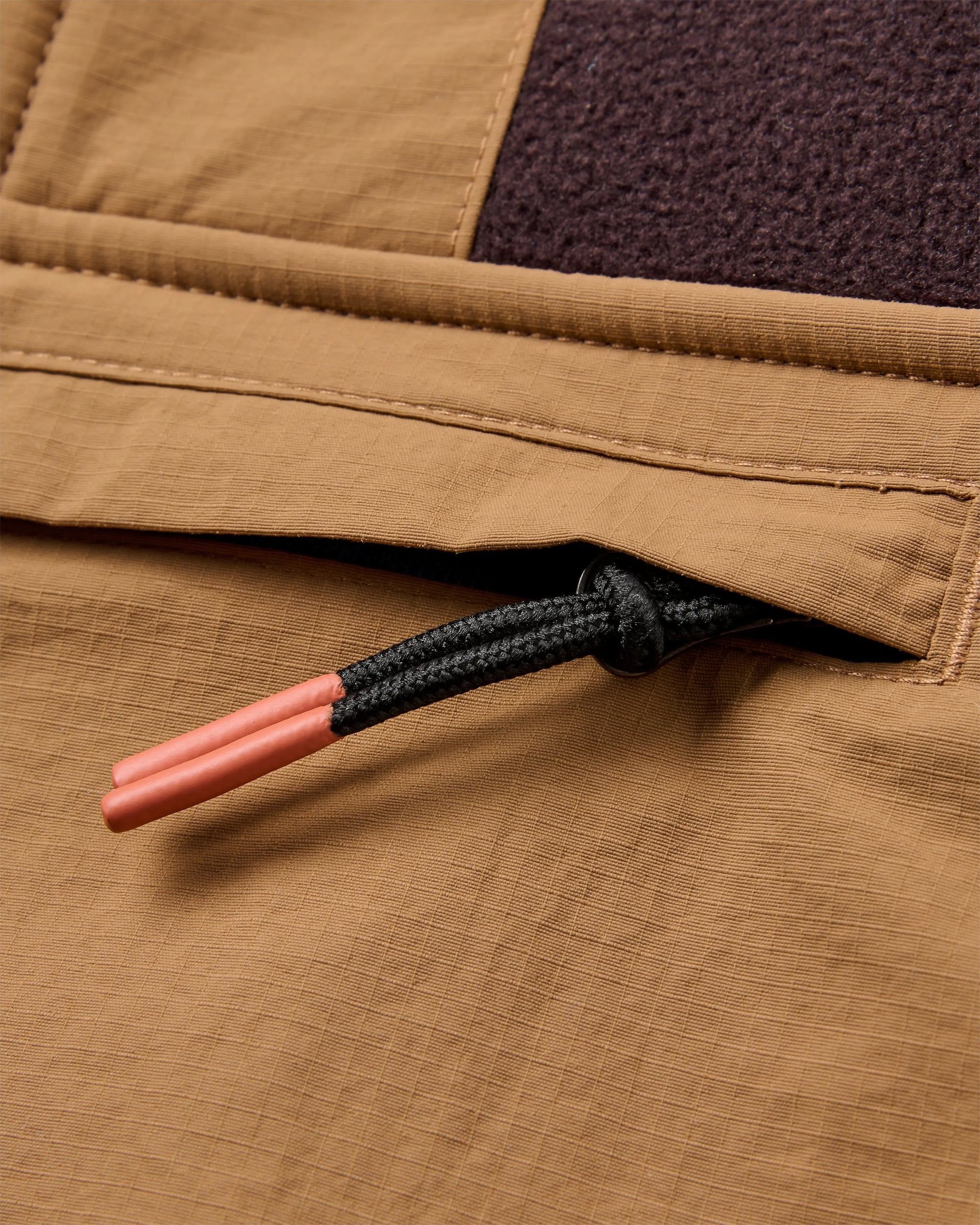 Woodland Hoodless 1/2 Zip Recycled Polartec® Fleece - Espresso/Tidal Blue  - Flatlay