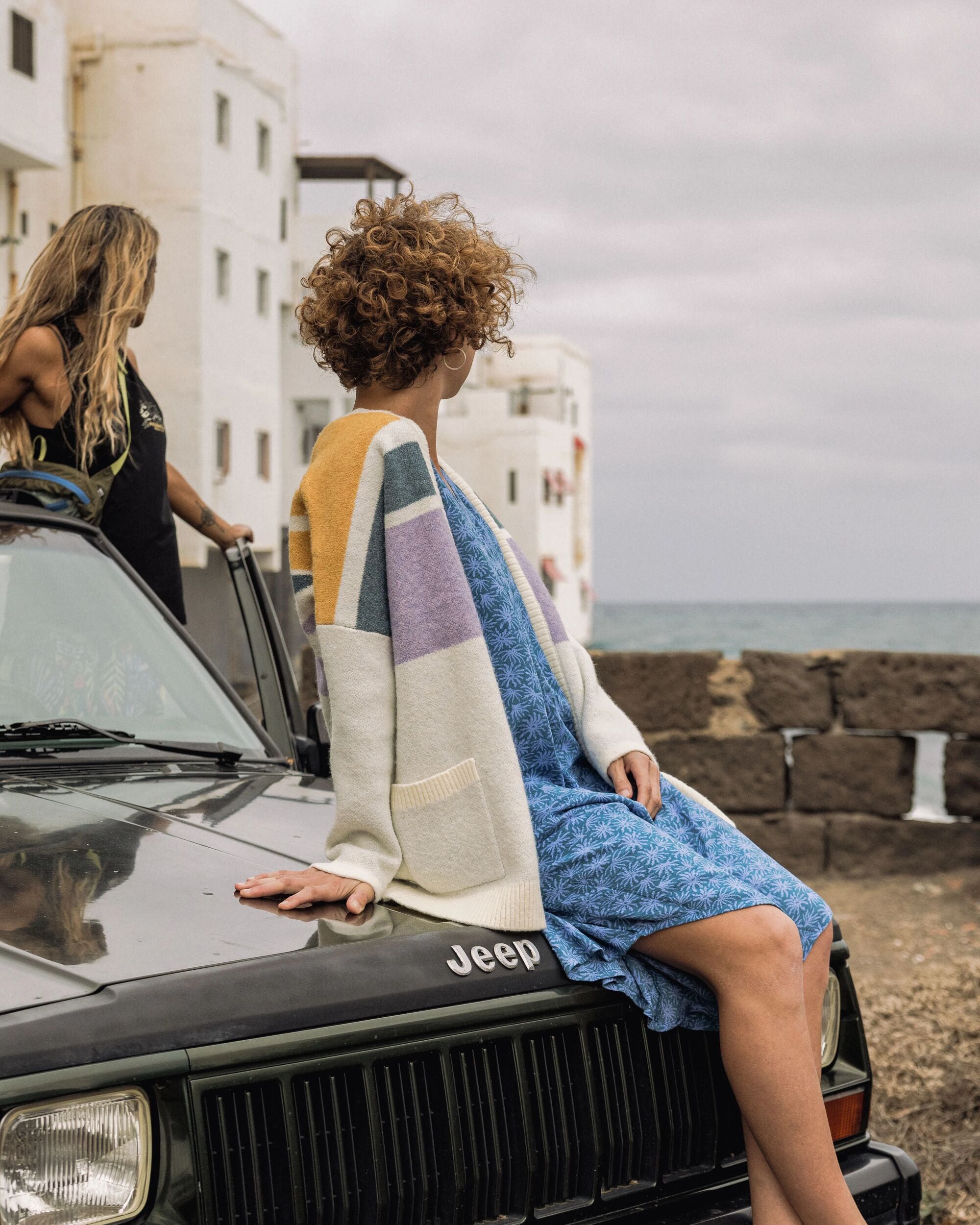 Sunsets Recycled Knitted Cardigan - Marshmallow - Lifestyle