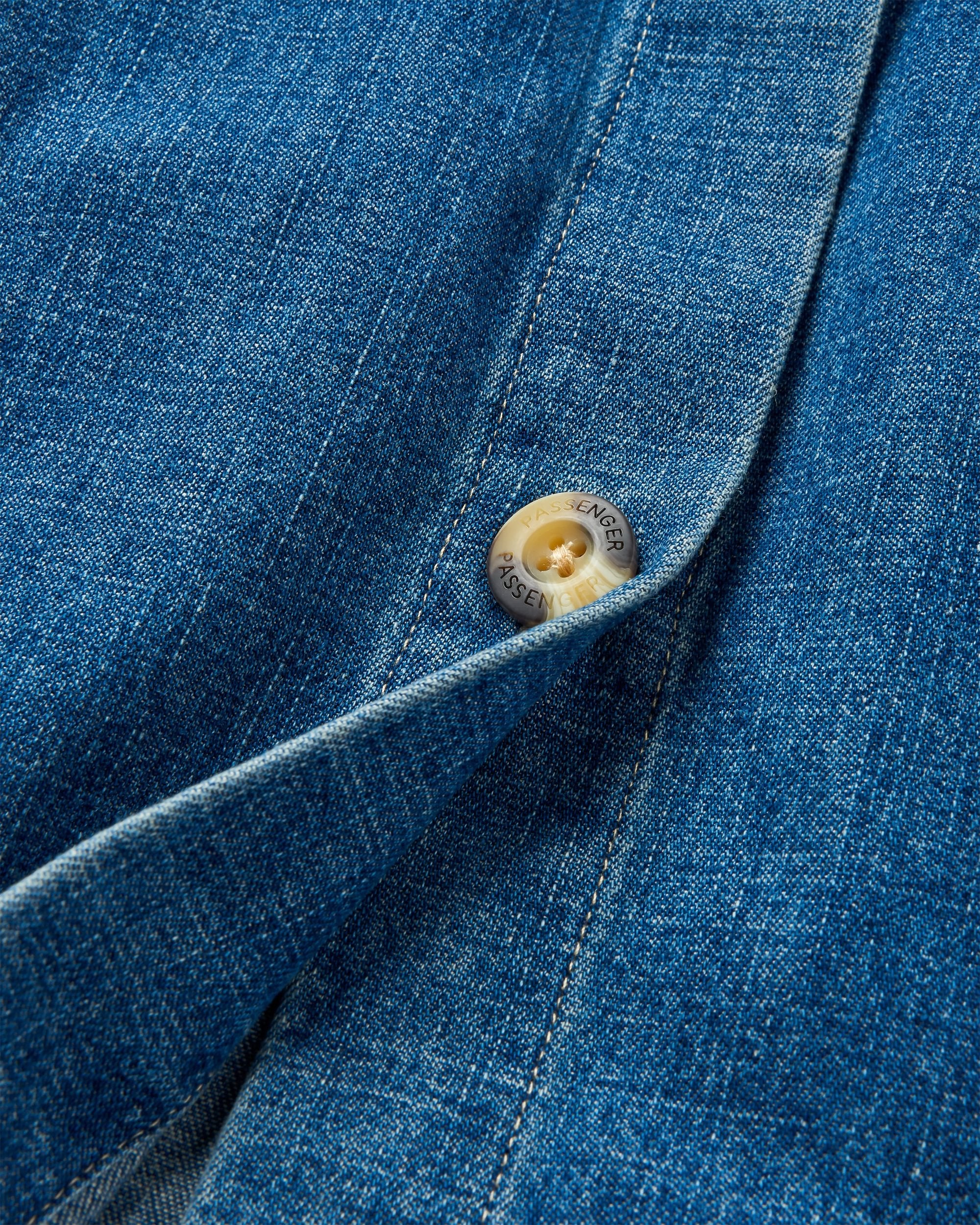 Coral Organic Cotton LS Shirt - Washed Denim - Flatlay