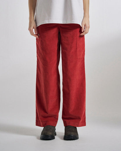 Someday Organic Cotton Corduroy Trouser - Red Ochre - Studio Model