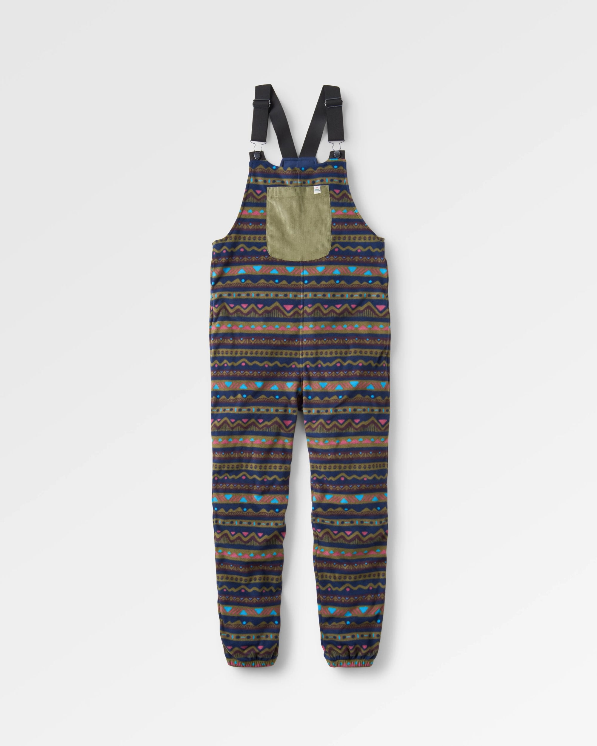 Ace Recycled Polar Fleece Dungarees - Mountain Geo Multi - Flatlay