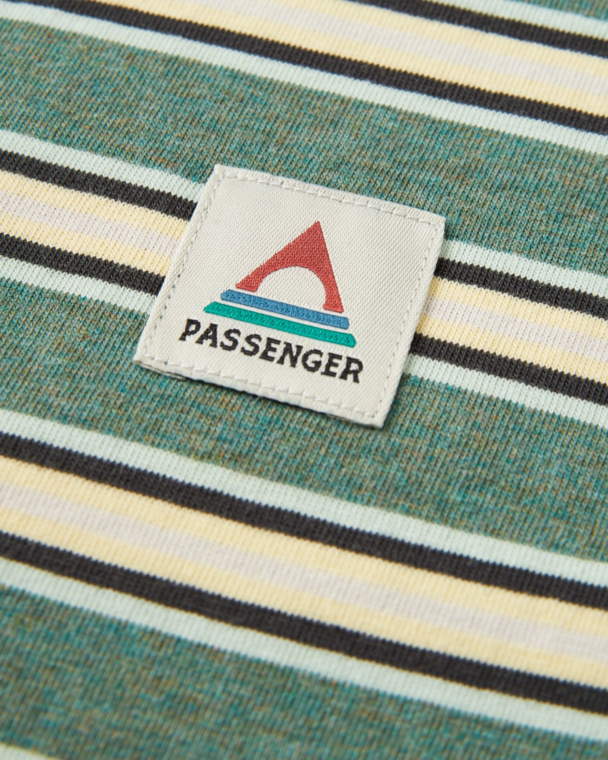 Retro Recycled Cotton Relaxed Fit T-Shirt - Deep Ocean Multi Stripe - Flatlay