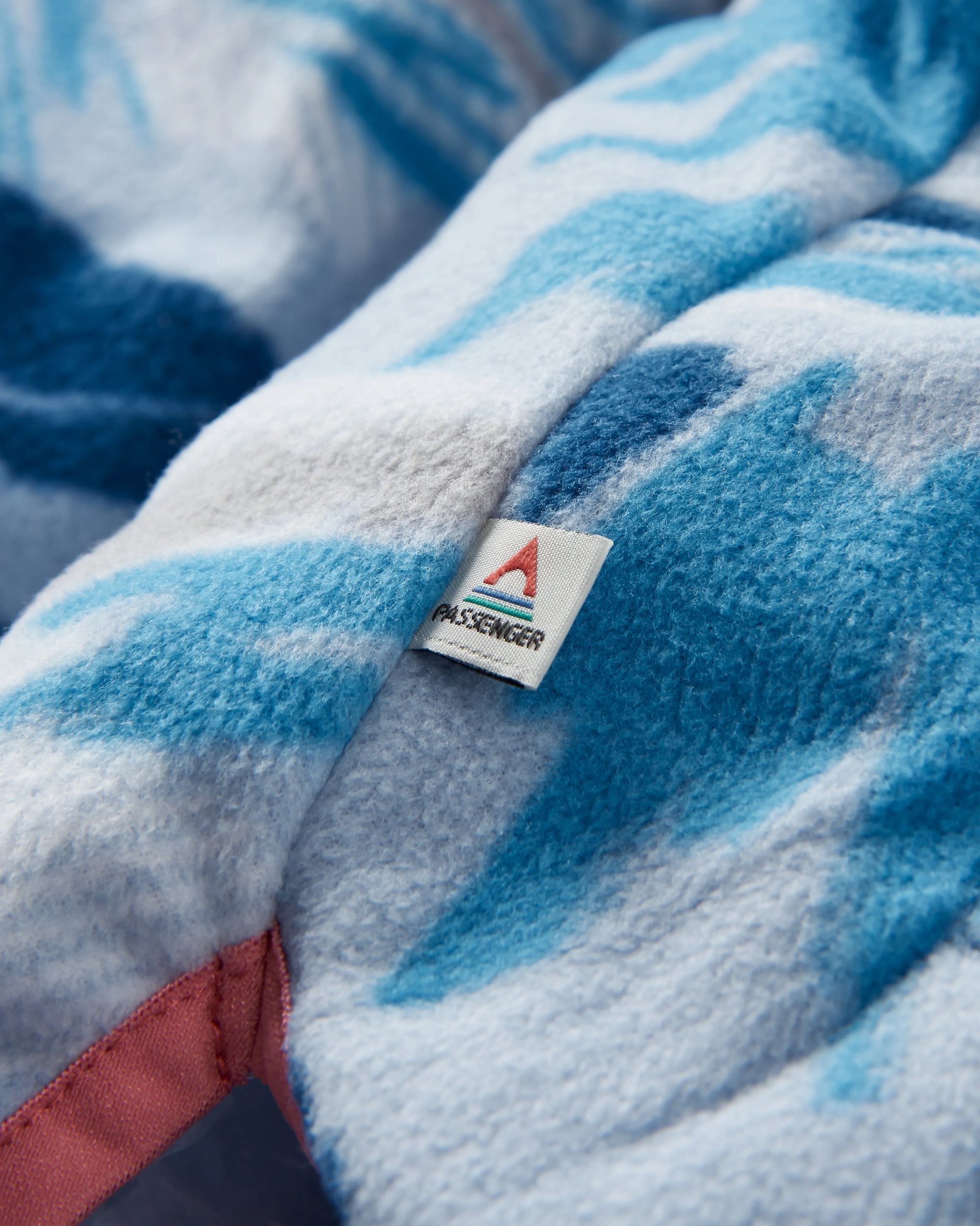 Sorrel Recycled Polar Fleece - Abstract Mountain Blue Fog - Flatlay