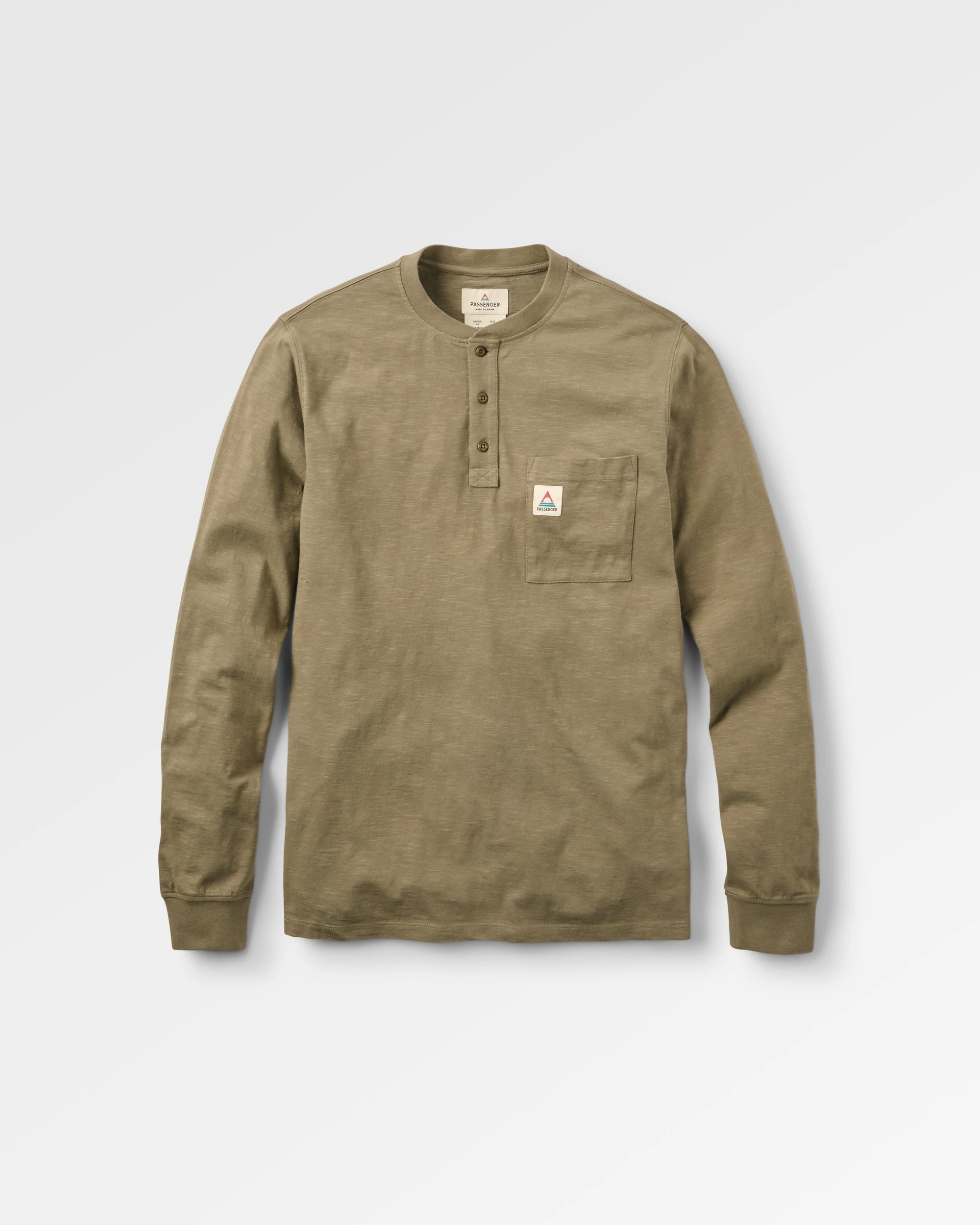 Headland LS Slub Henley - Dusty Olive - Flatlay