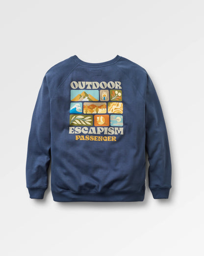 Patch Recycled Cotton Sweatshirt - Rich Navy - Flatlay