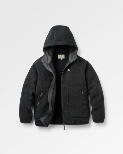 Home Full Zip Hooded Sherpa Fleece - Black - Flatlay