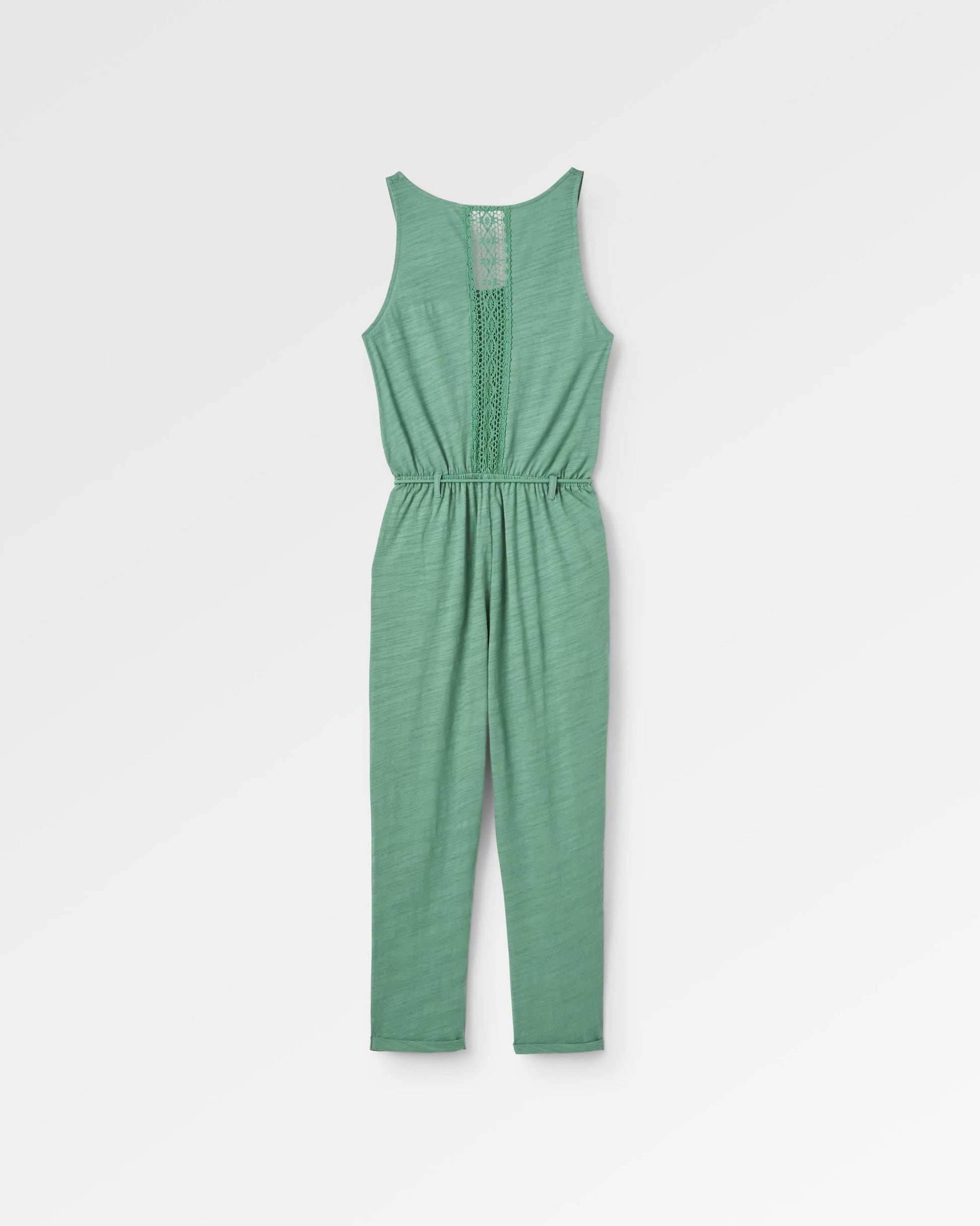 Eva Recycled Cotton Jumpsuit - Dark Ivy - Flatlay