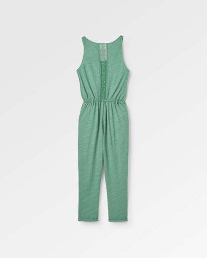 Eva Recycled Cotton Jumpsuit - Dark Ivy - Flatlay