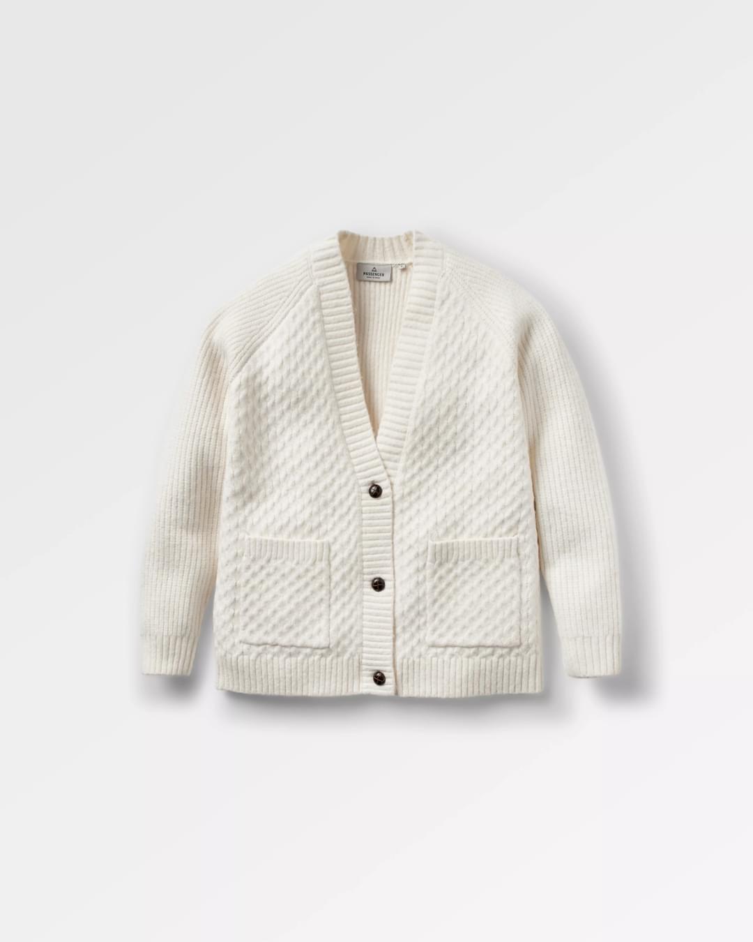Homey Recycled Knitted Cable Cardigan - Off White - Flatlay