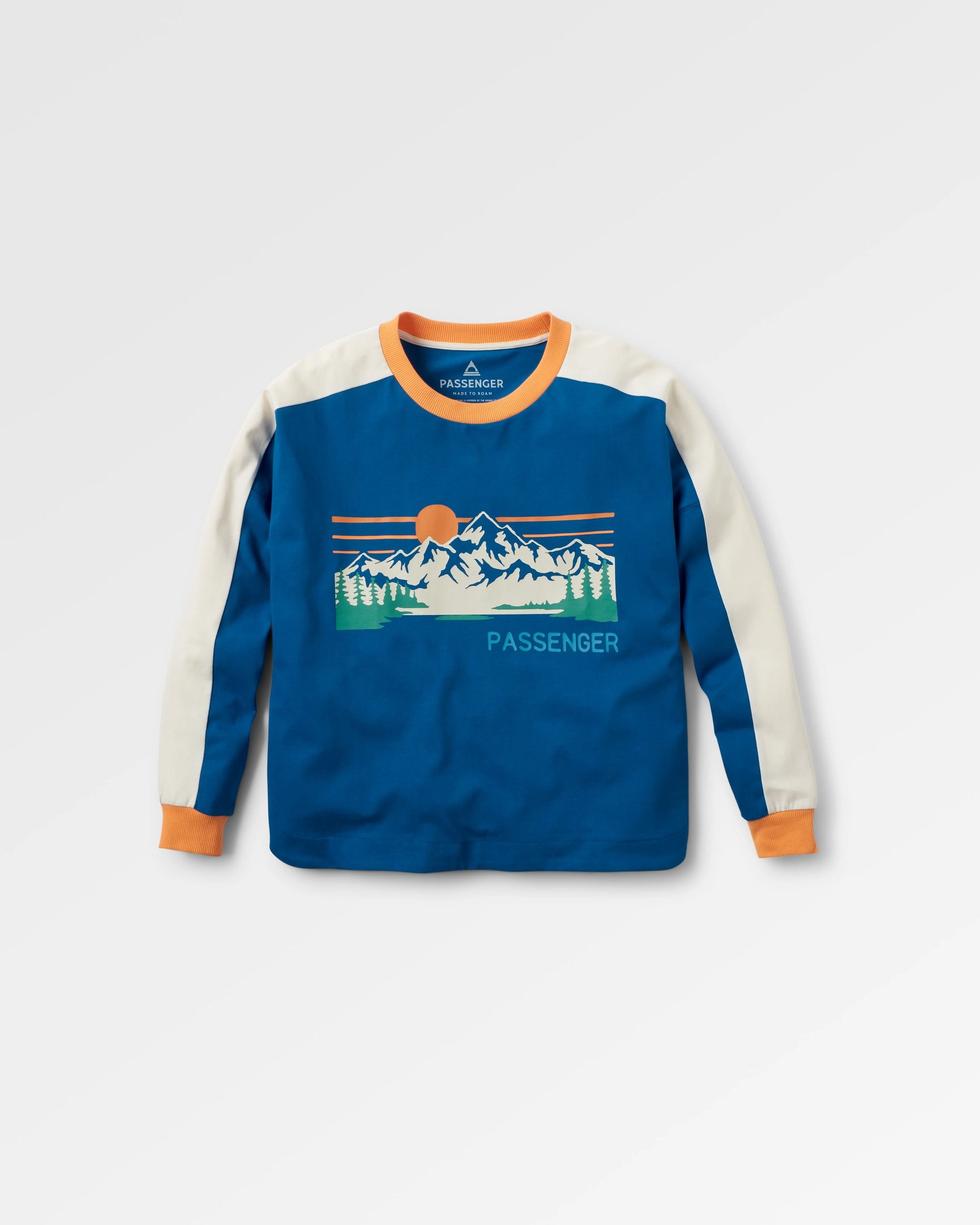 Hilltop Organic Cotton LS T-Shirt - Azure Blue - Flatlay