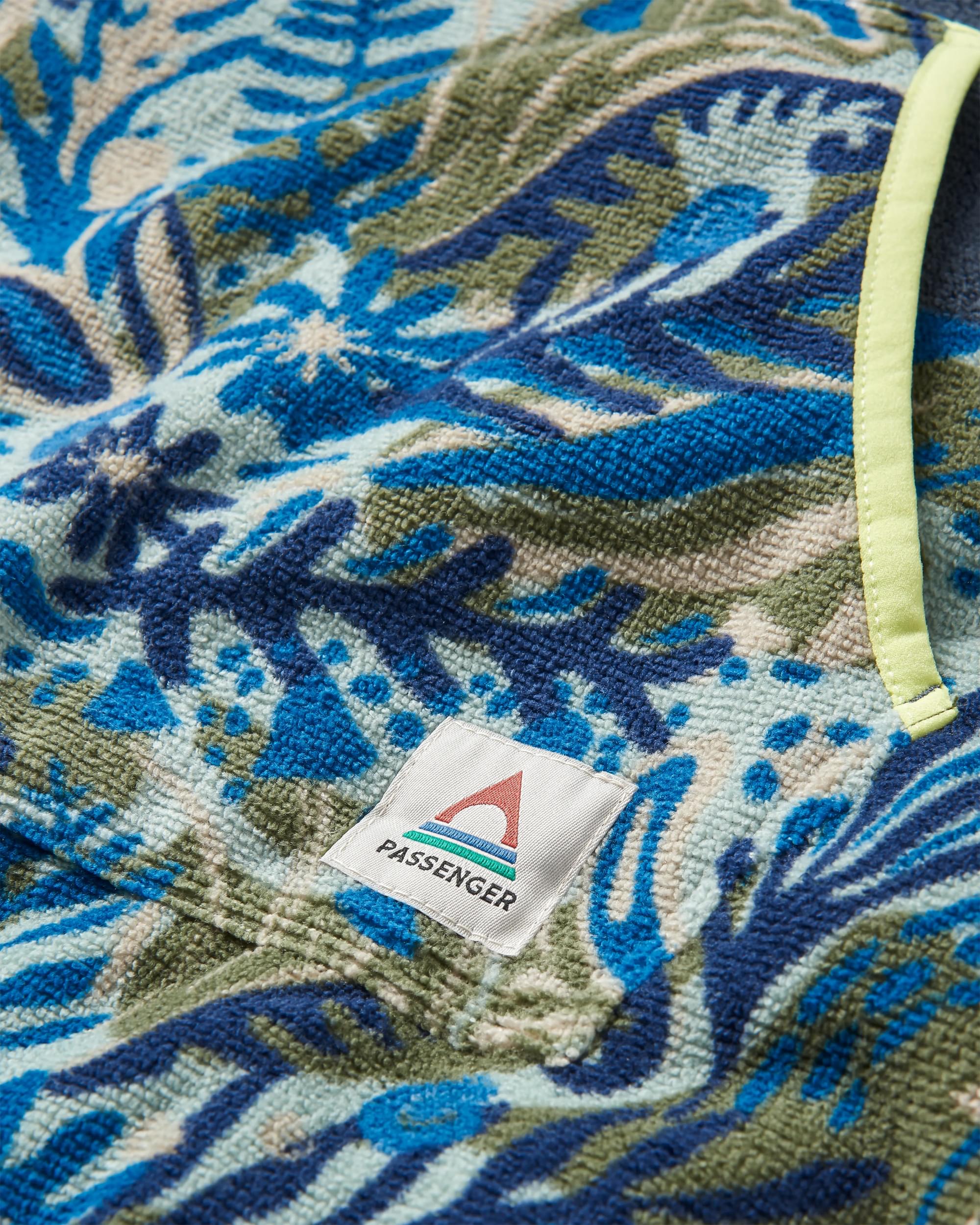 Tulum Recycled Towel Poncho - Charcoal/Abstract Seaweed - Flatlay