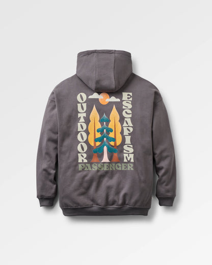 Tall Pines Full Zip Recycled Cotton Hoodie - Charcoal - Flatlay