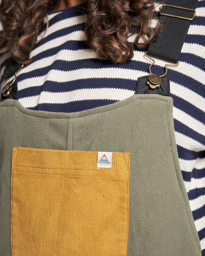 Ace Recycled Polar Fleece Dungarees - Dusty Olive - Studio Model