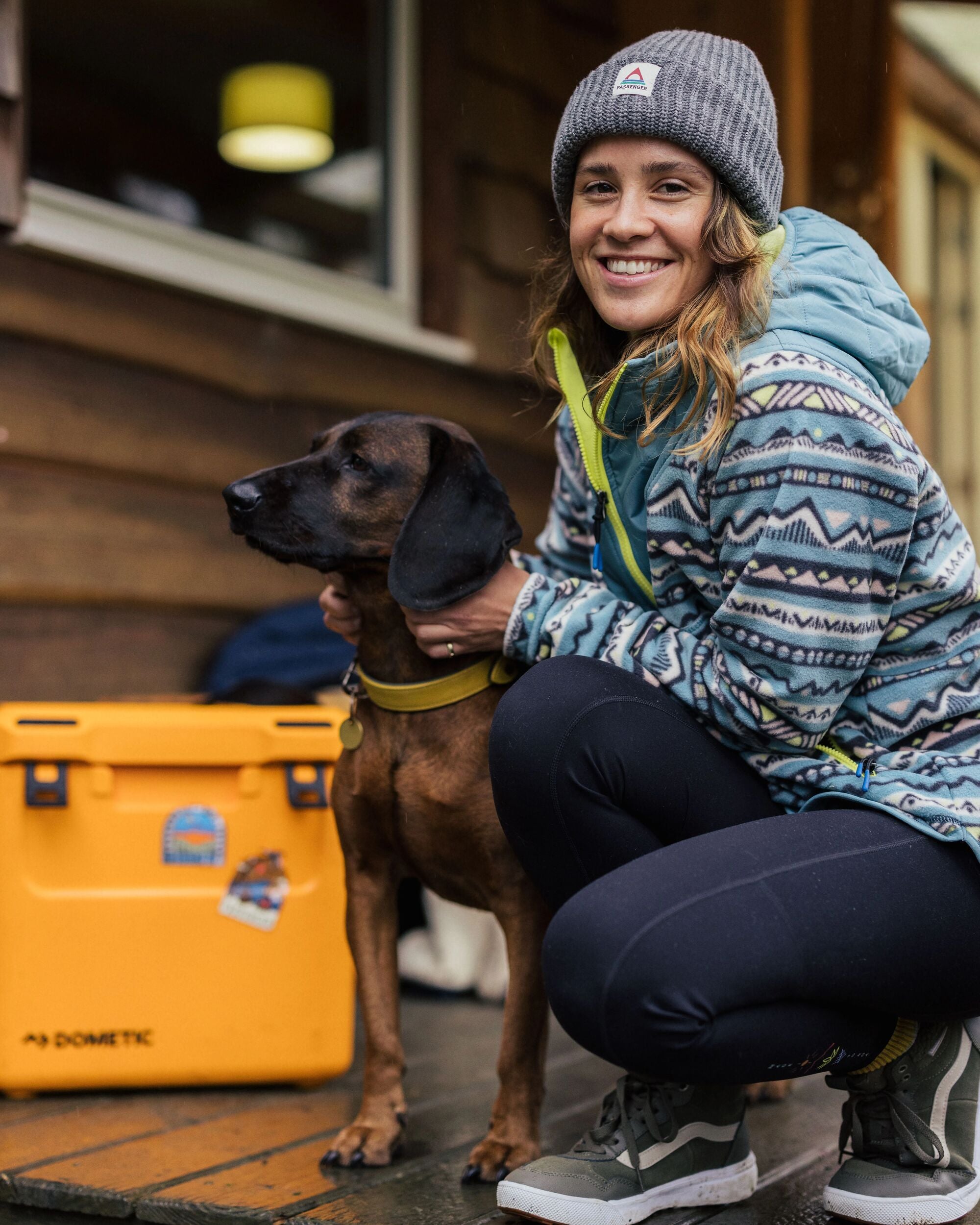 Juana Recycled Polar Hooded Fleece - Mountain Geo Arctic - Lifestyle