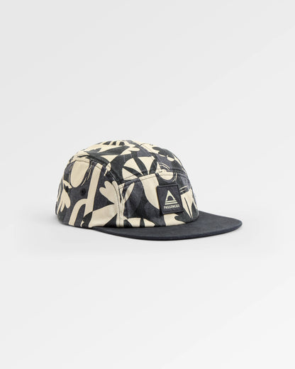 Coast Organic Cotton 5 Panel Snapback Cap 2.0 - Roam Further Black - Flatlay