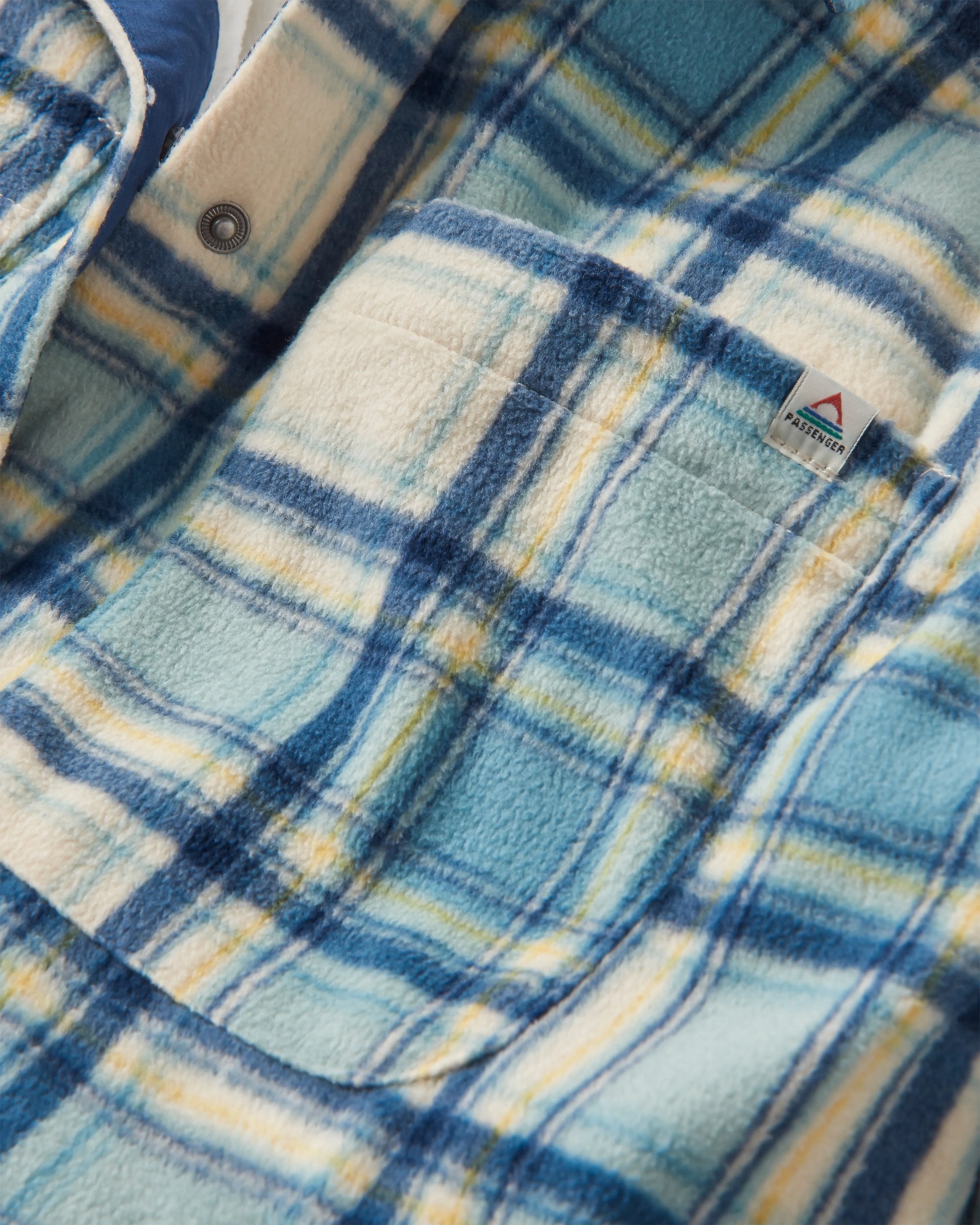 Orion Recycled Sherpa-Lined Polar Fleece Shirt - Oatmeal/Arctic Check - Flatlay