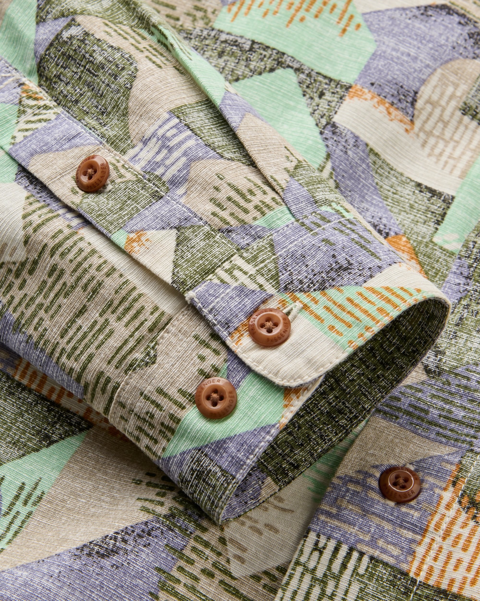 Amboro Organic Cotton Shirt - Mosaic Mountain Khaki - Flatlay