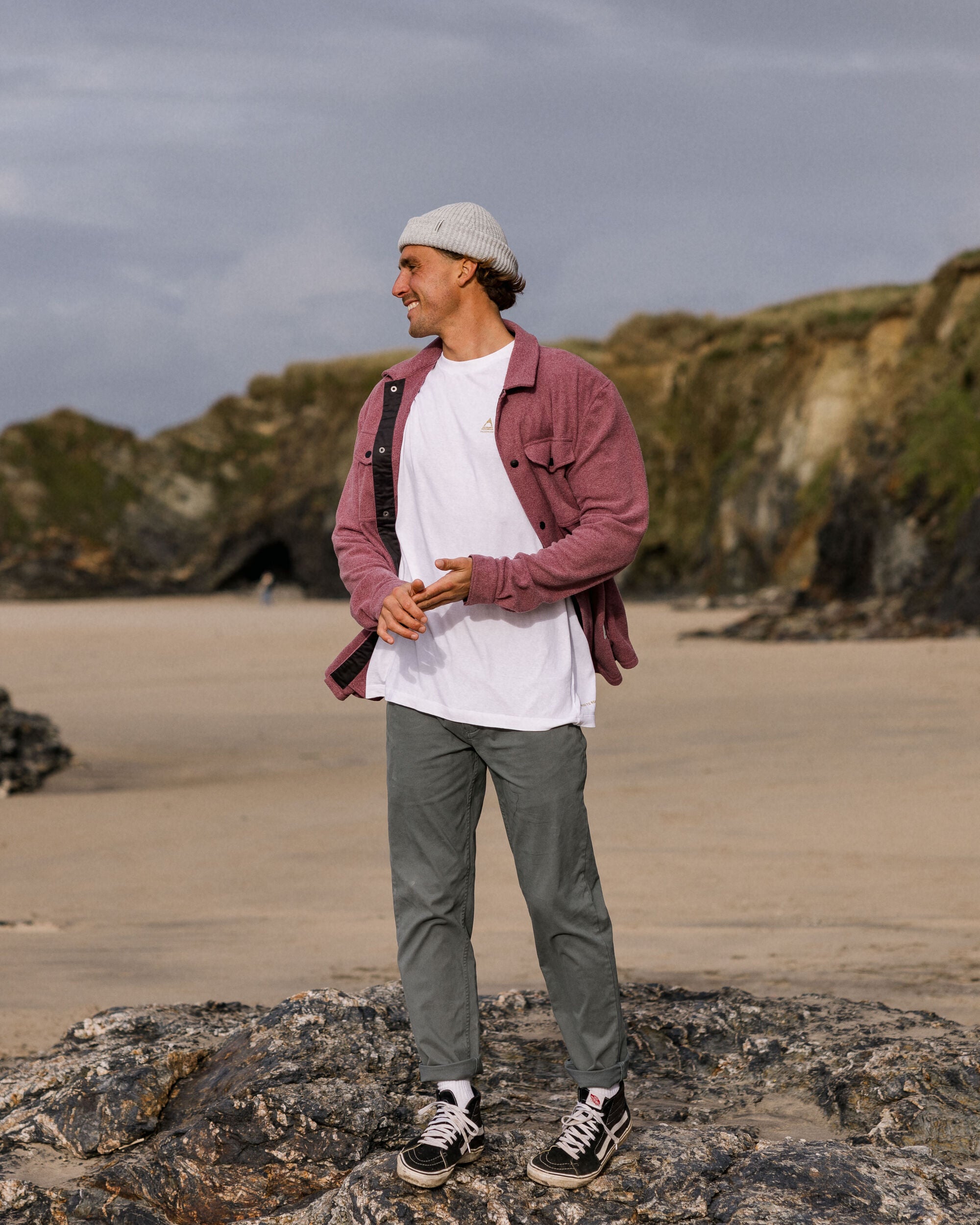 Maple Recycled Polar Fleece Shirt - Wine Marl - Lifestyle