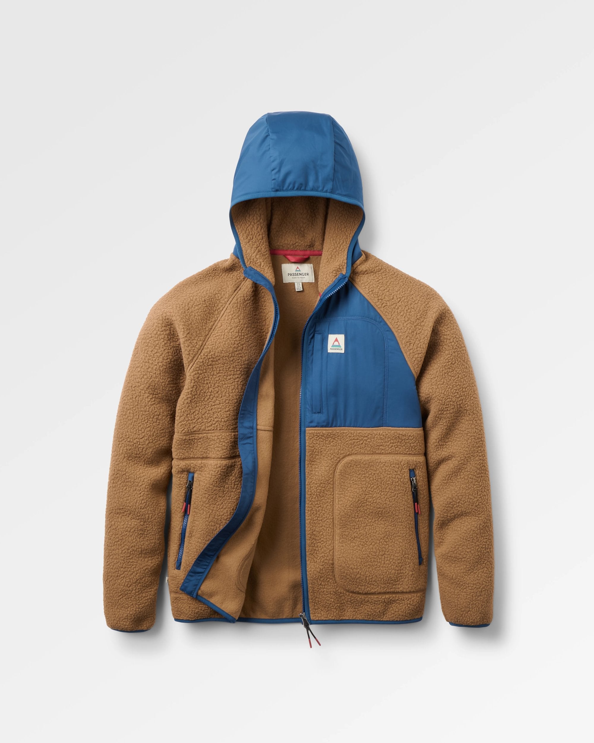 Ventura Full Zip Sherpa Fleece - Caramel Brown - Flatlay