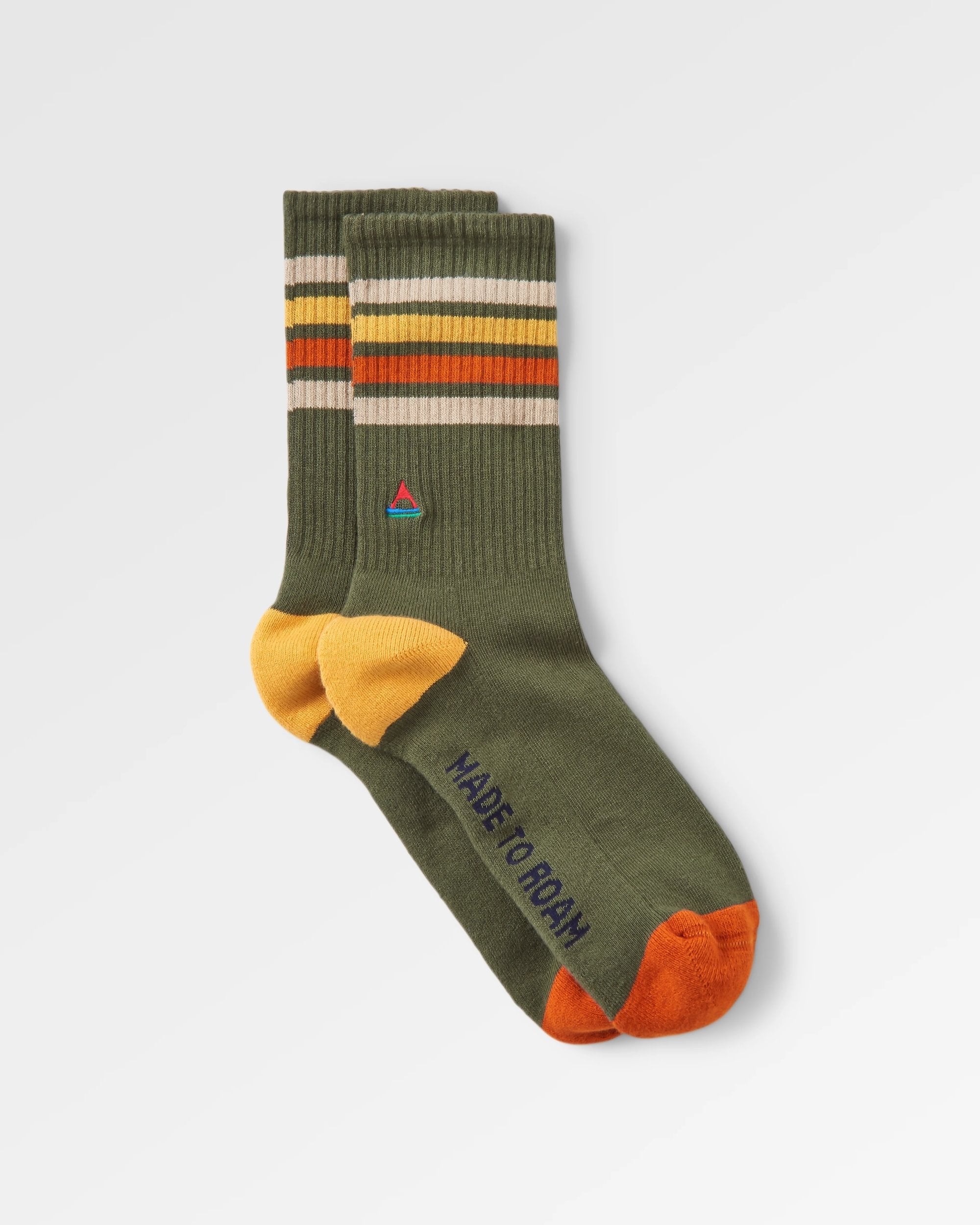 Organic Midweight Crew Socks - Khaki - Flatlay
