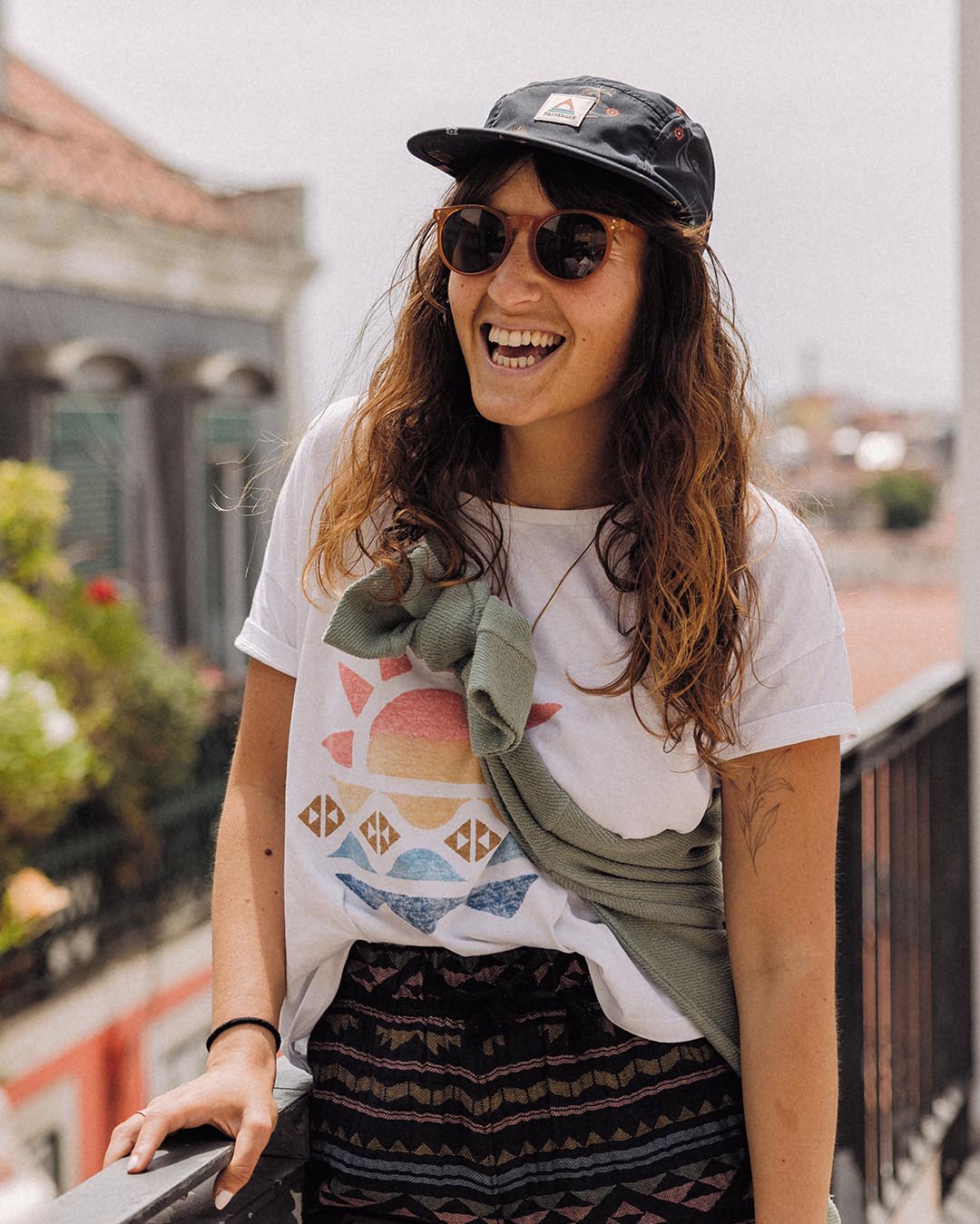 Aventura Recycled 5 Panel Cap - Black - Lifestyle - Female