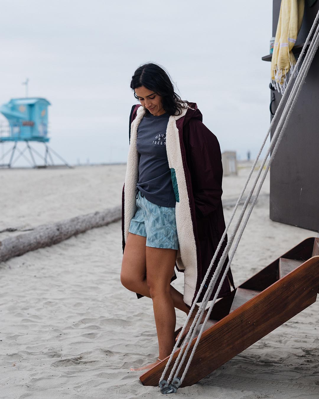 Escapism Recycled Sherpa Lined Changing Robe - Windsor Wine - Lifestyle - Female