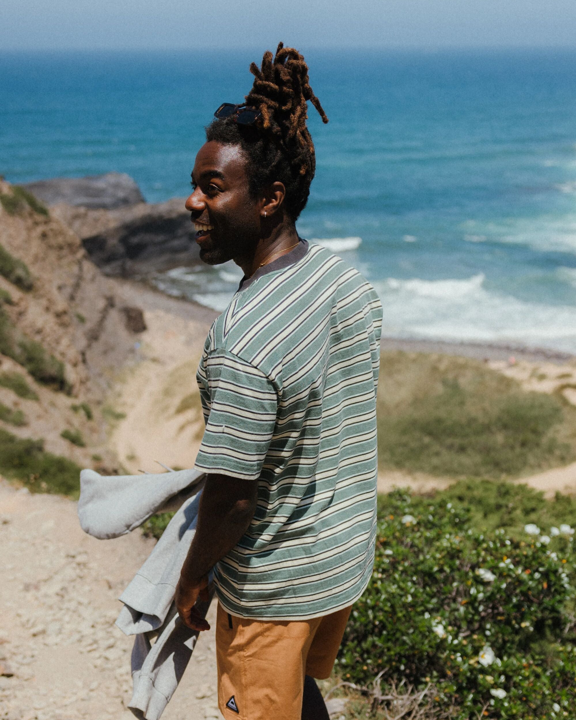 Retro Relaxed Fit T-Shirt - Deep Ocean Multi Stripe - Lifestyle