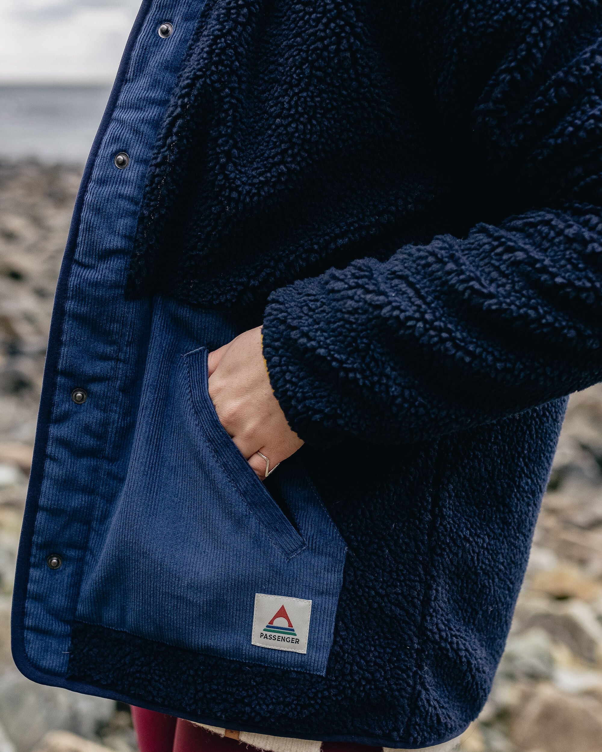Clover Recycled Sherpa Fleece - Deep Navy - Lifestyle