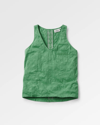 Rivergate Recycled Cotton Top - Green Spruce - Flatlay