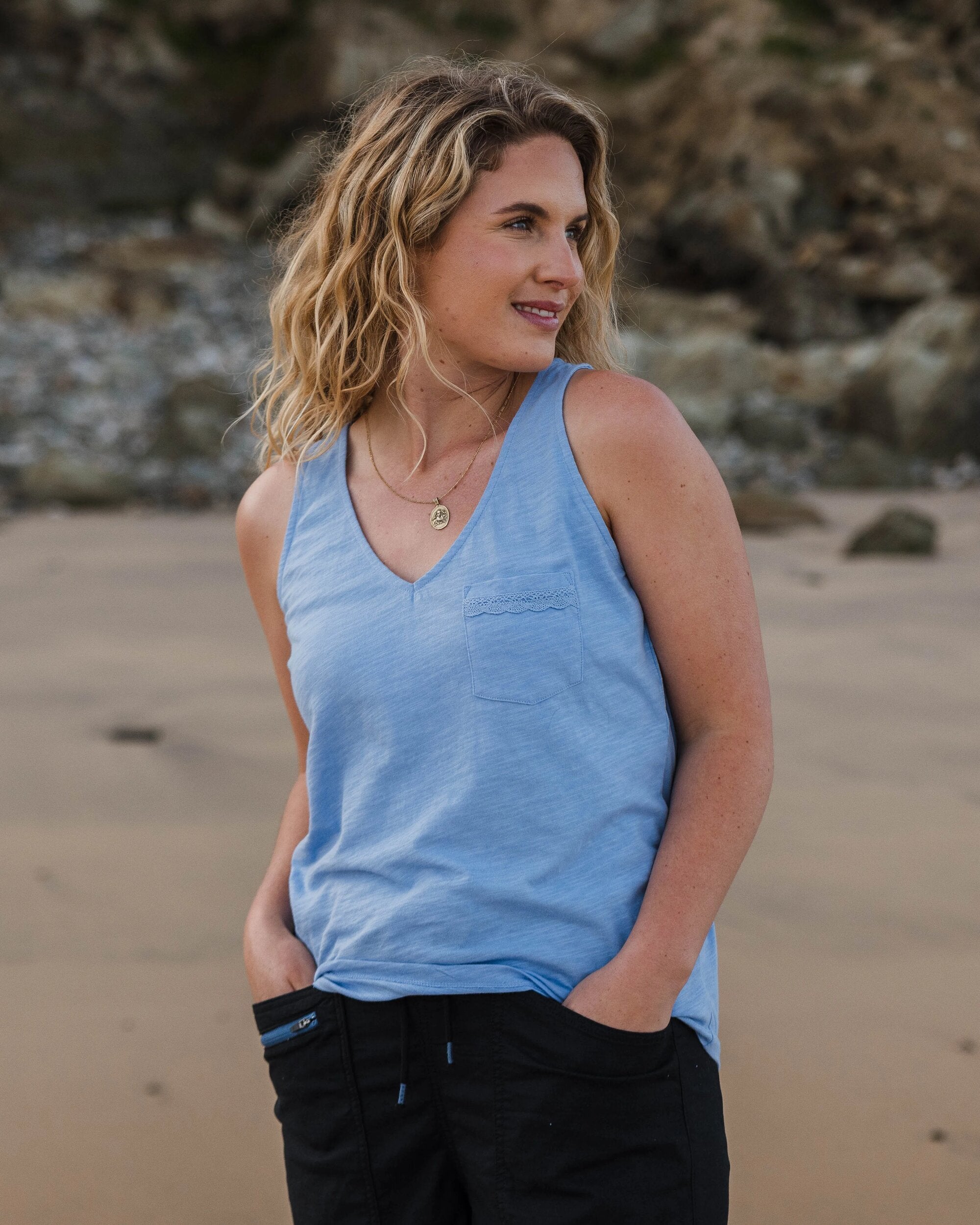 Rivergate Recycled Cotton Top - Cornflower - Lifestyle