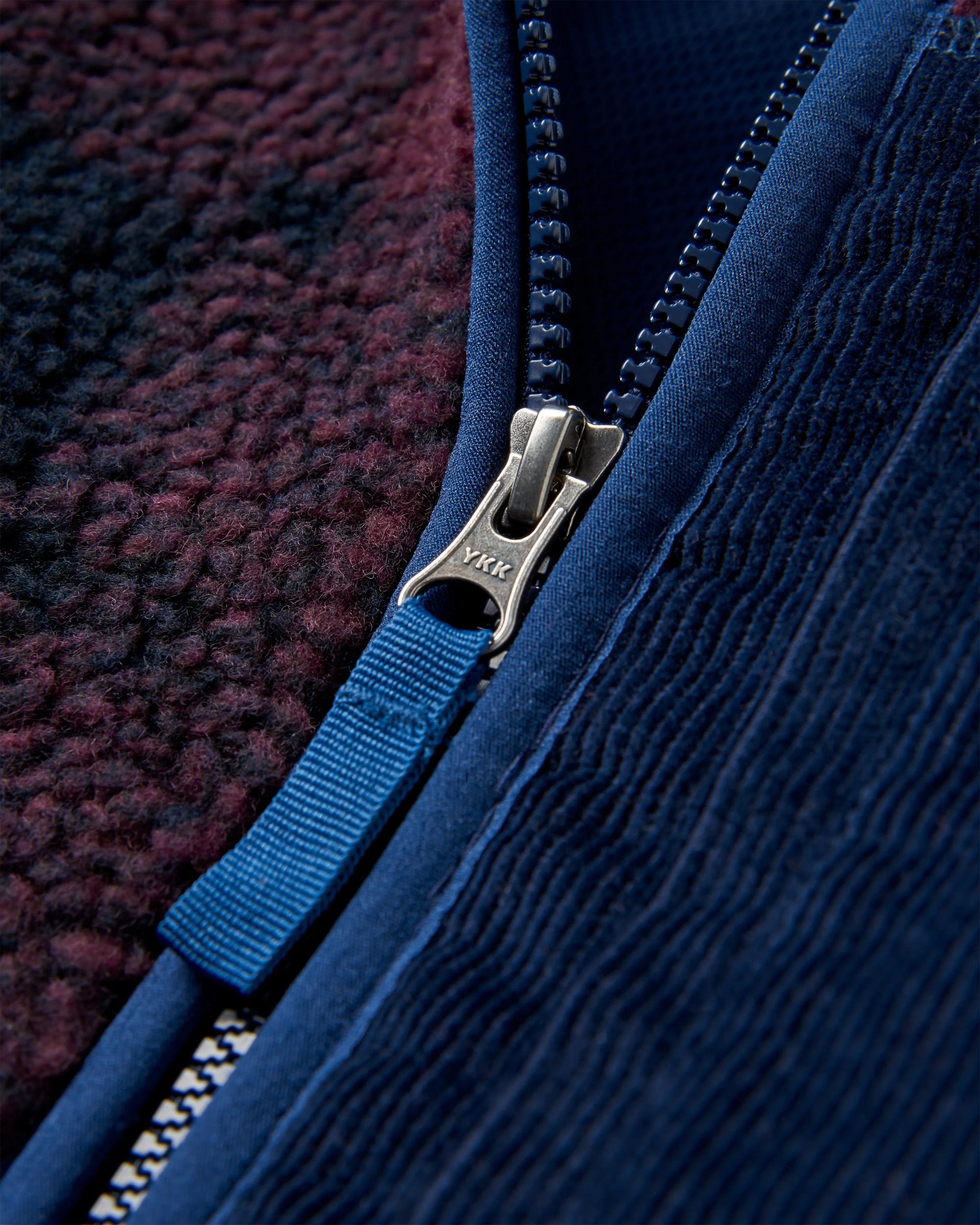 Trekker Recycled Deep-Pile Sherpa Fleece - Deep Plum/Deep Navy Check - Flatlay