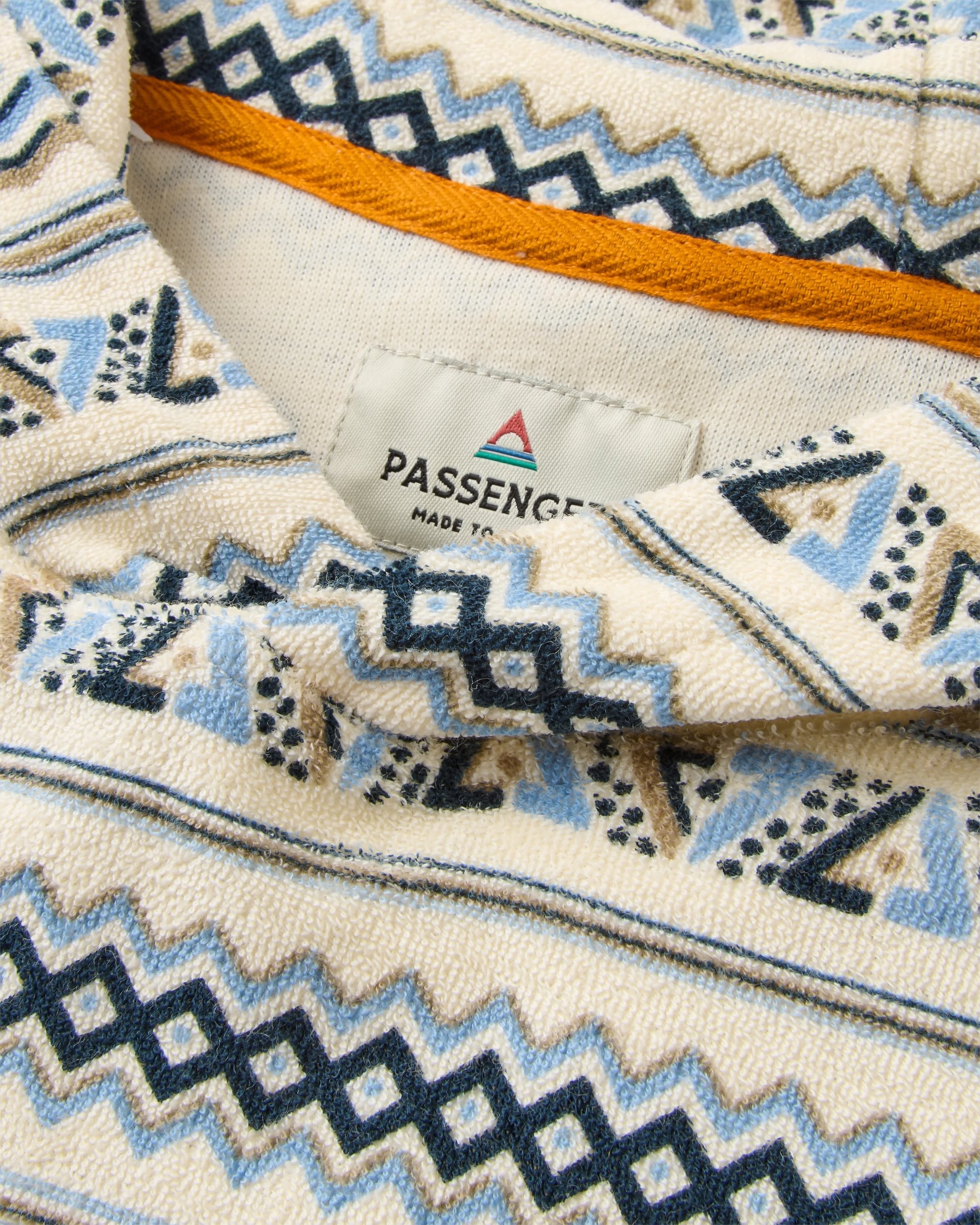 Groovy Towelling Hoodie - Geo Stripe Birch  - Flatlay