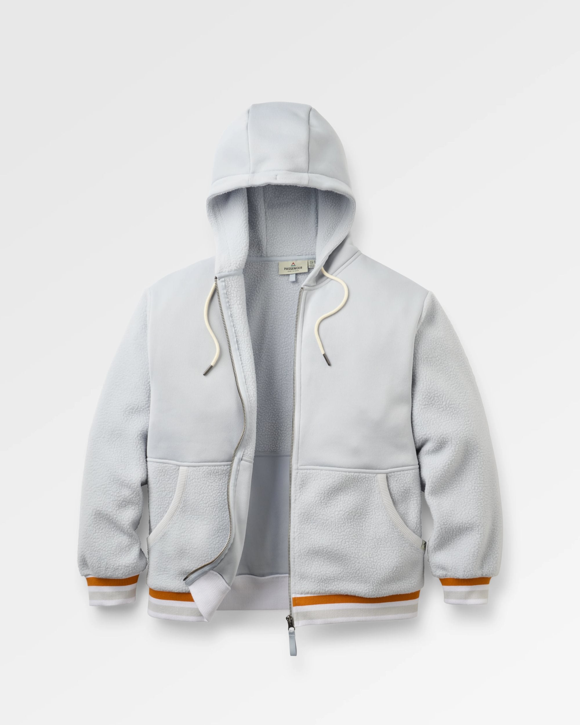 Campout Full Zip Fleece Hoodie - Light Grey - Flatlay