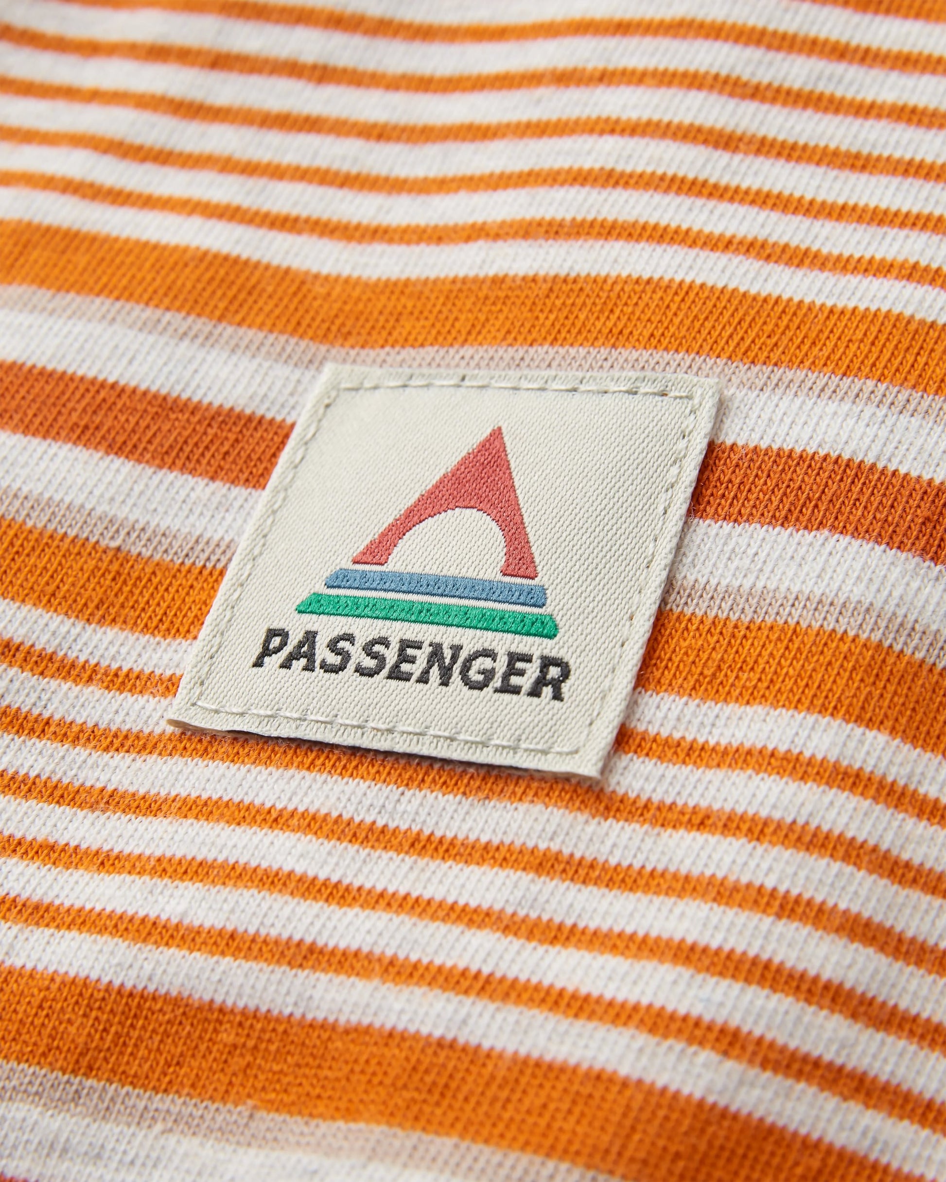 Retro Recycled Cotton Relaxed Fit T-Shirt - Sunrise Orange Stripe - Flatlay