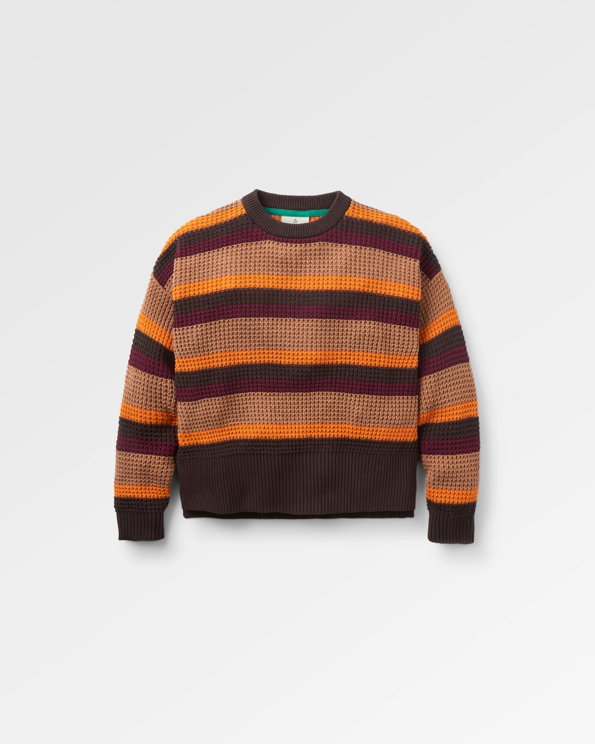Reflection Stripey Jumper - Toffee Brown Multi Stripe - Flatlay