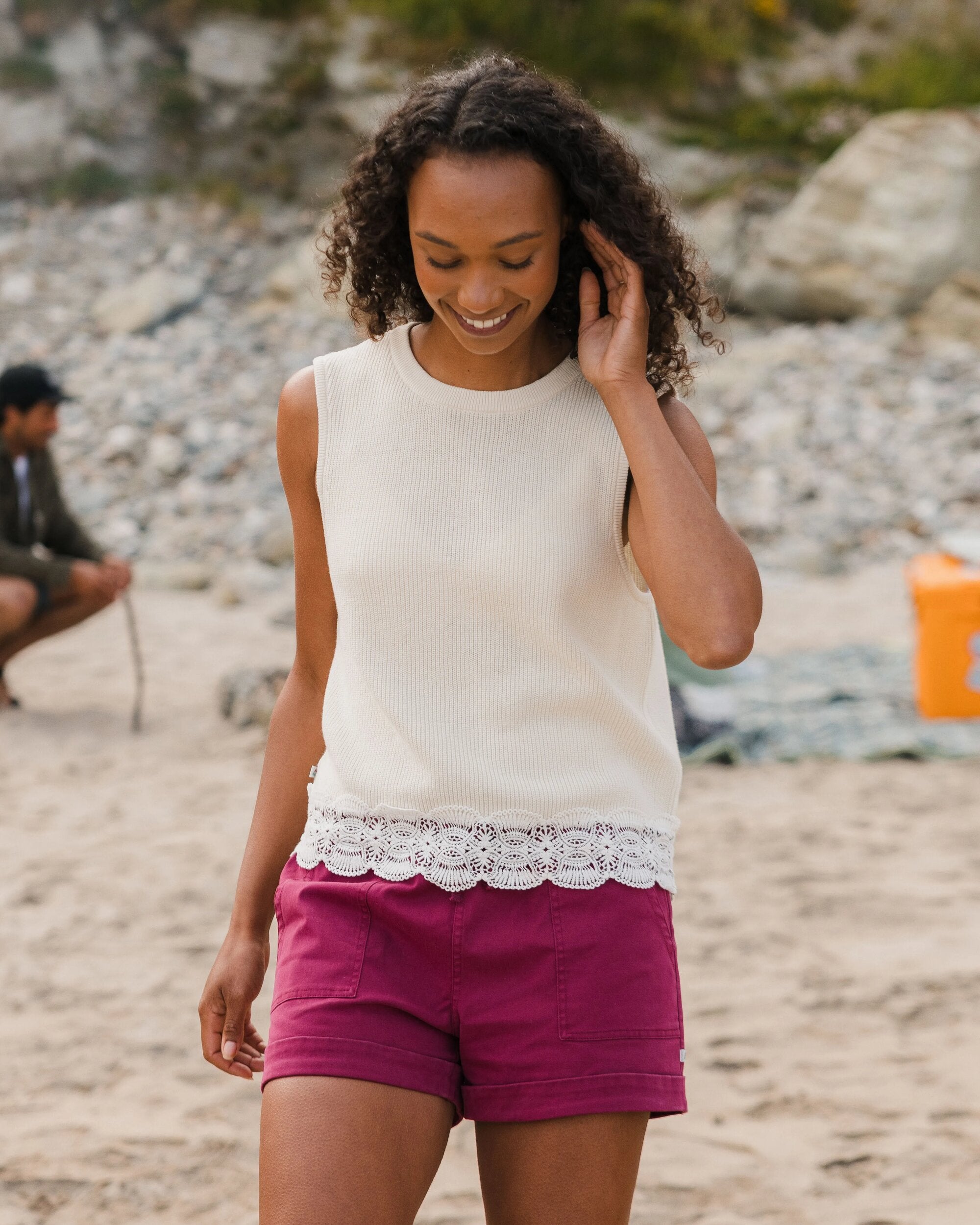 Vintage Organic Knitted Vest - Birch - Lifestyle